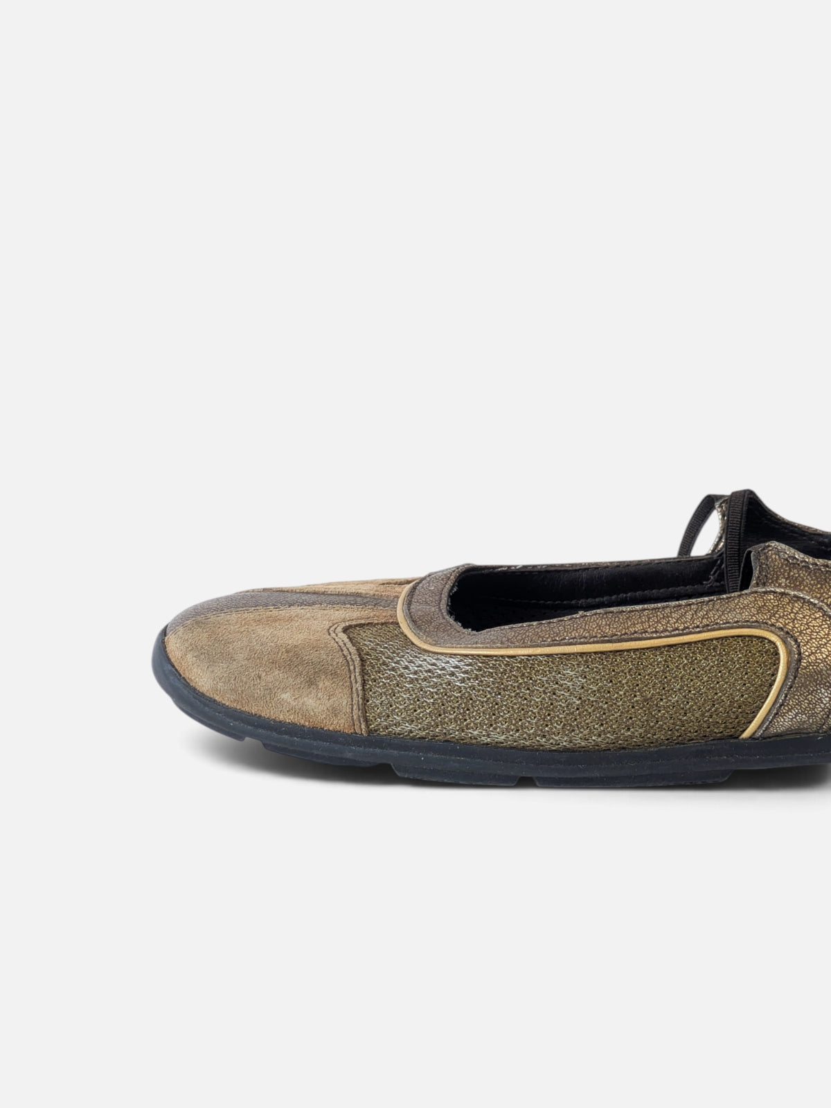 Prada metallic bronze slip-on ballerinas (1990s)