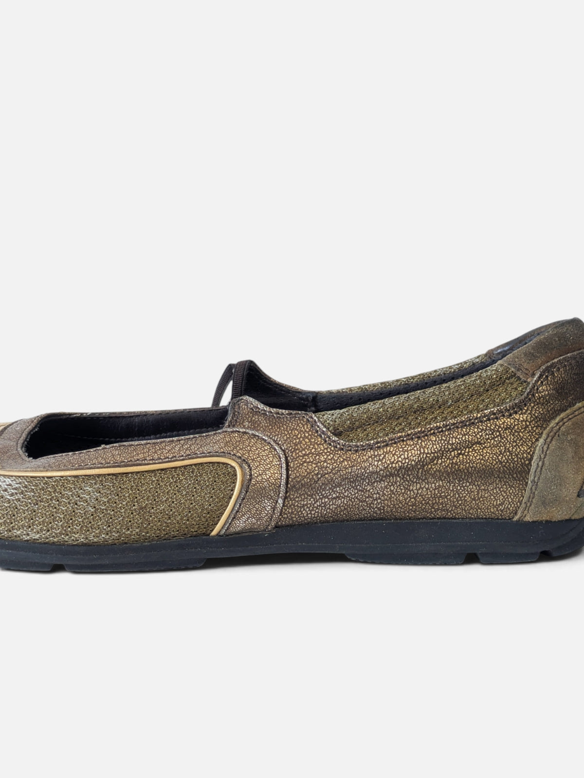 Prada metallic bronze slip-on ballerinas (1990s)