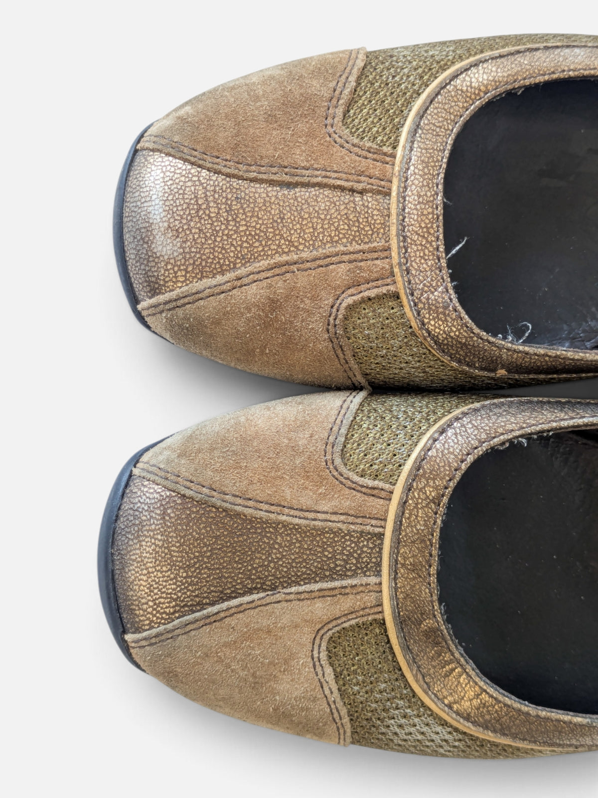 Prada metallic bronze slip-on ballerinas (1990s)