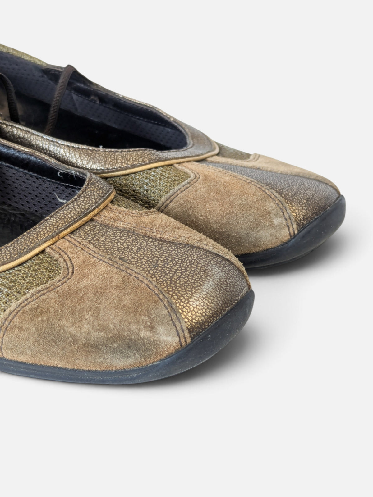Prada metallic bronze slip-on ballerinas (1990s)