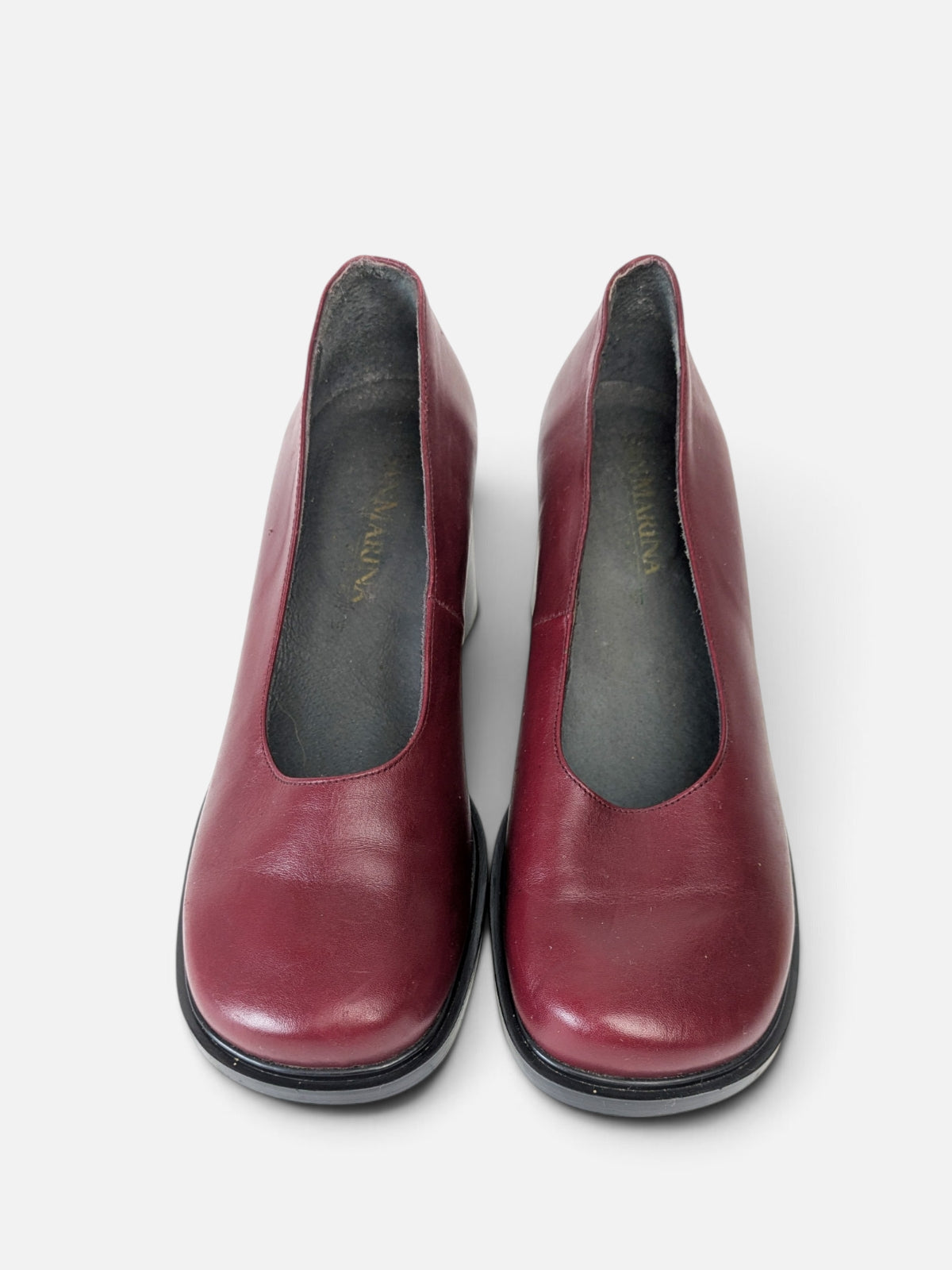 Bordeaux leather sculptural heel pumps (90s)