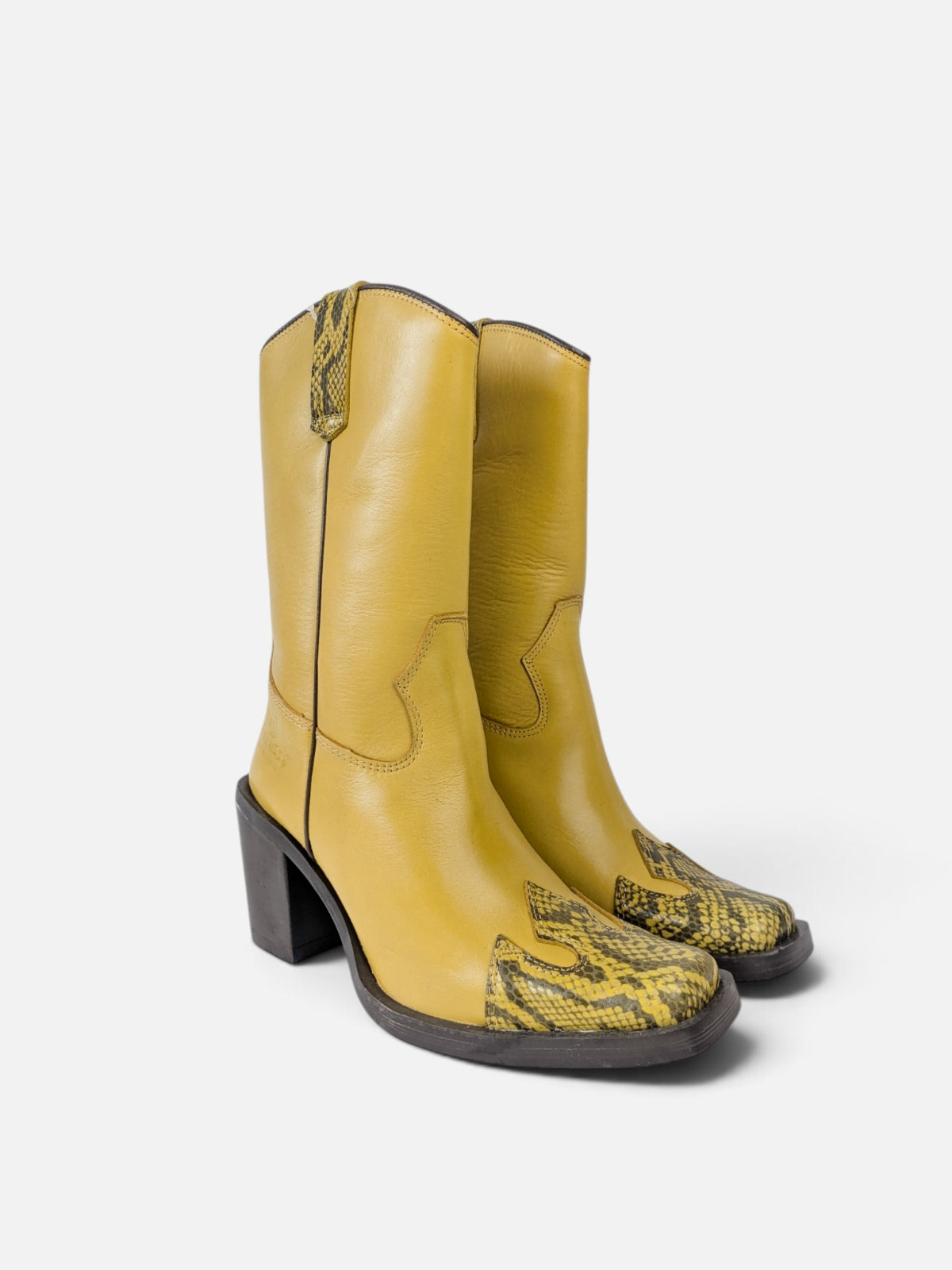 Morusso mustard & snakeskin western boots (90s)
