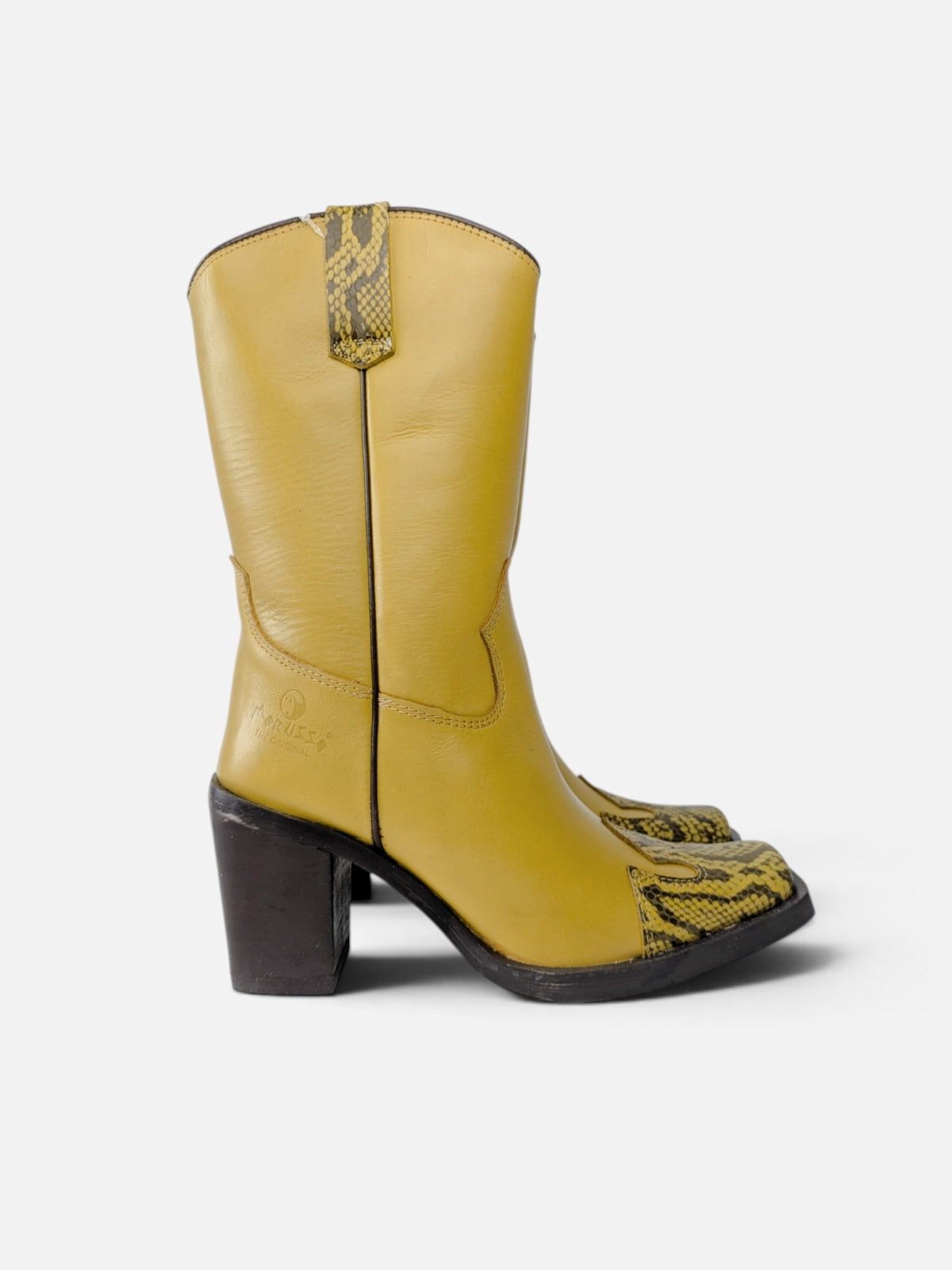 Morusso mustard & snakeskin western boots (90s)