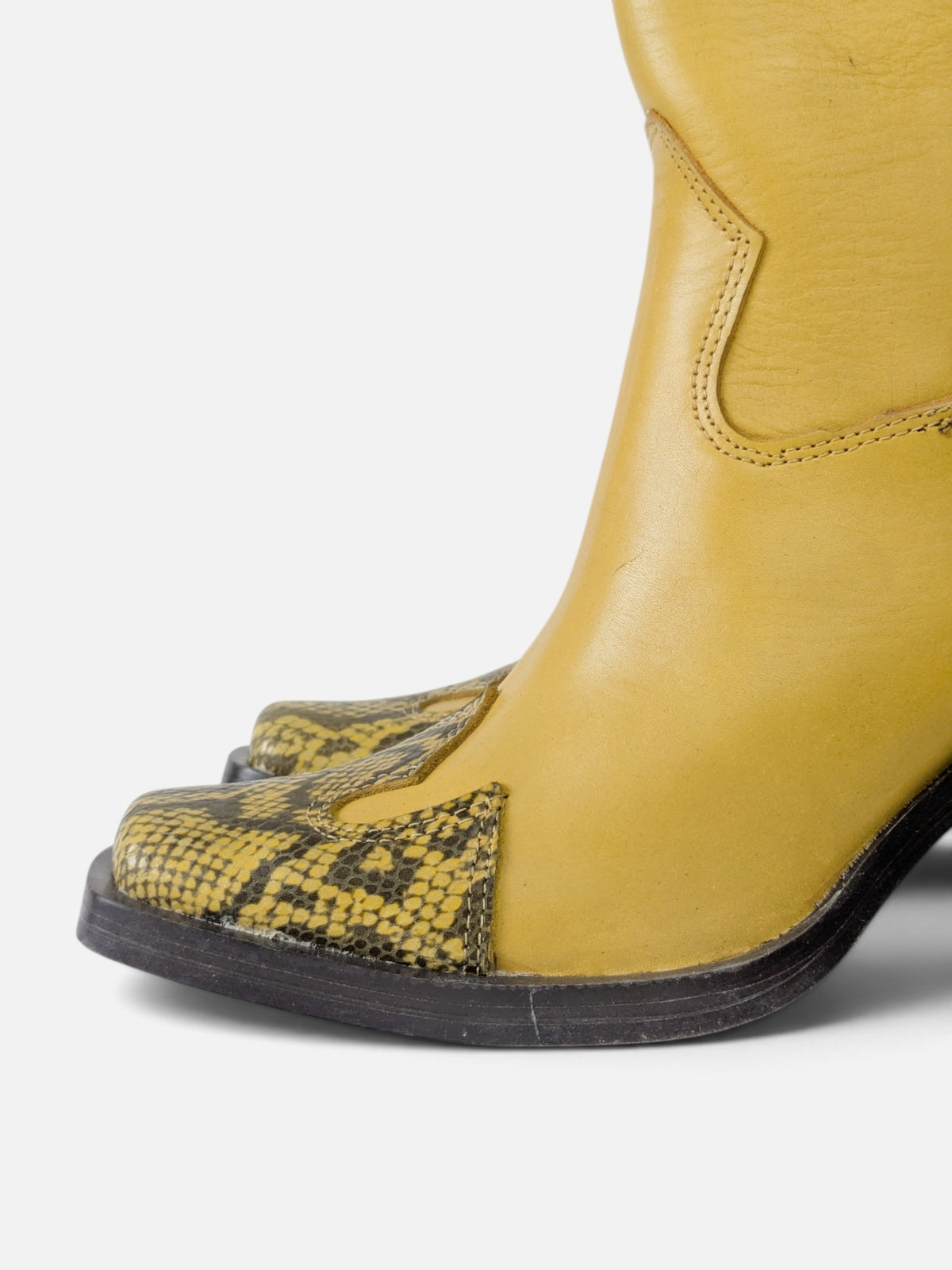 Morusso mustard & snakeskin western boots (90s)