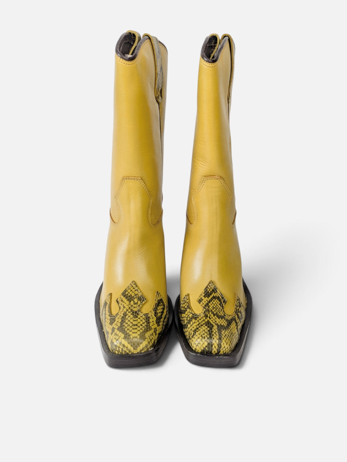 Morusso mustard & snakeskin western boots (90s)