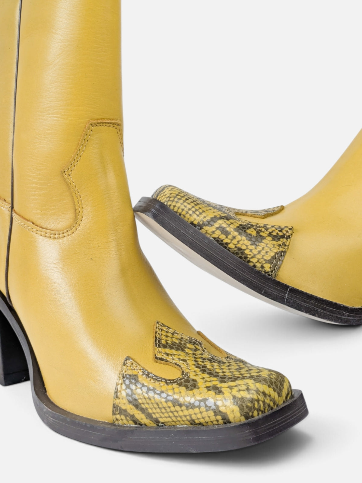 Morusso mustard & snakeskin western boots (90s)