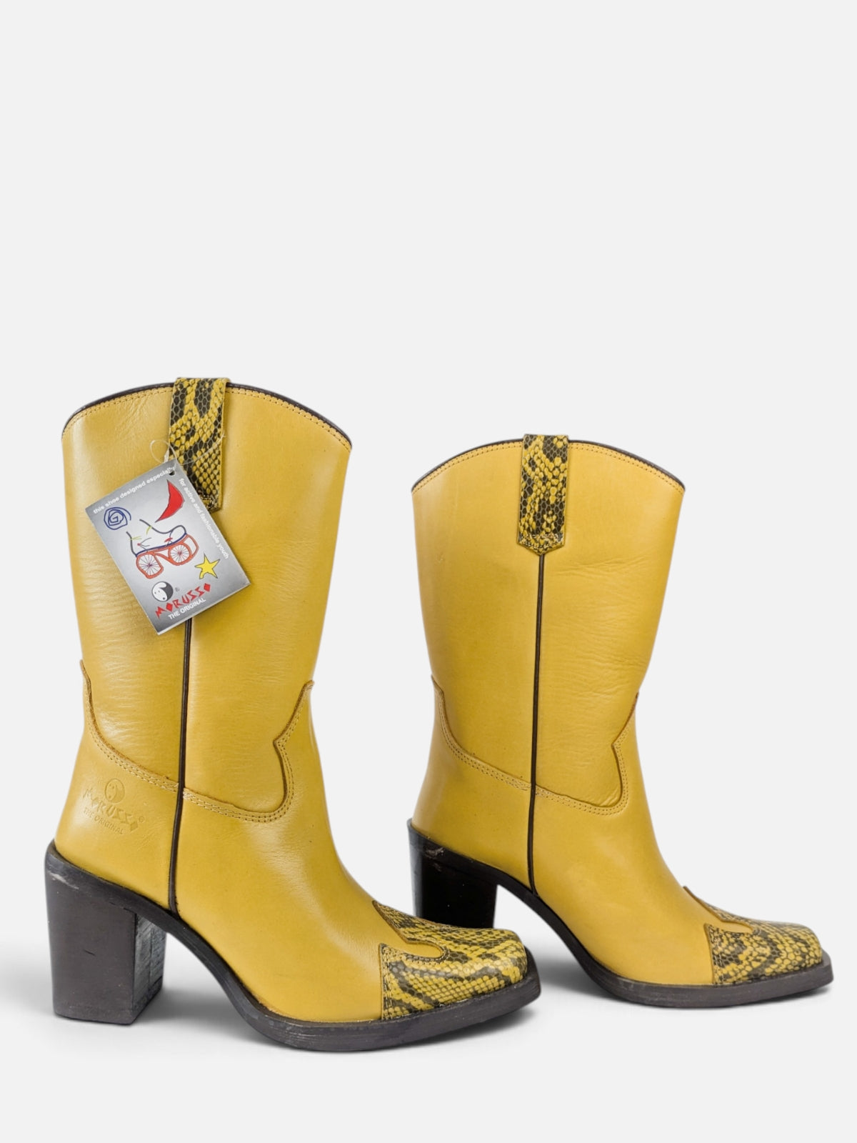 Morusso mustard & snakeskin western boots (90s)