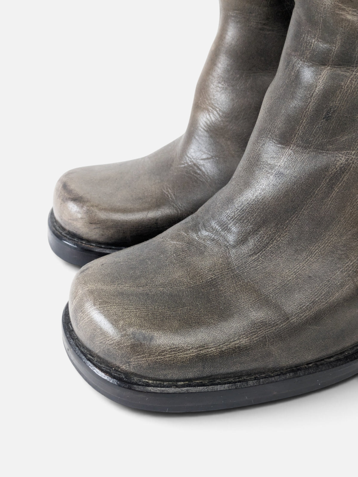 Destroy Distressed Leather Mid-Calf Boots (1990s)