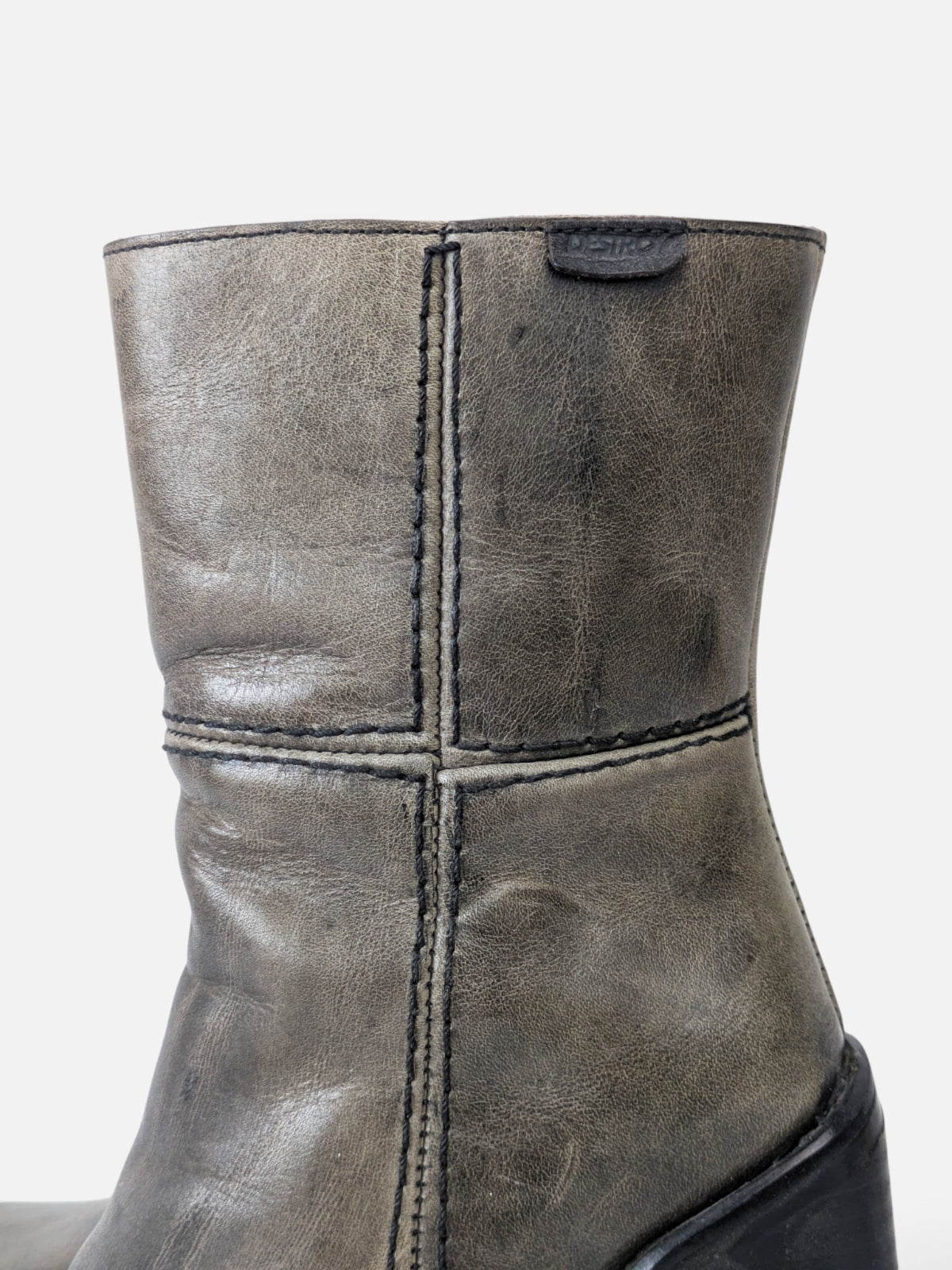 Destroy Distressed Leather Mid-Calf Boots (1990s)