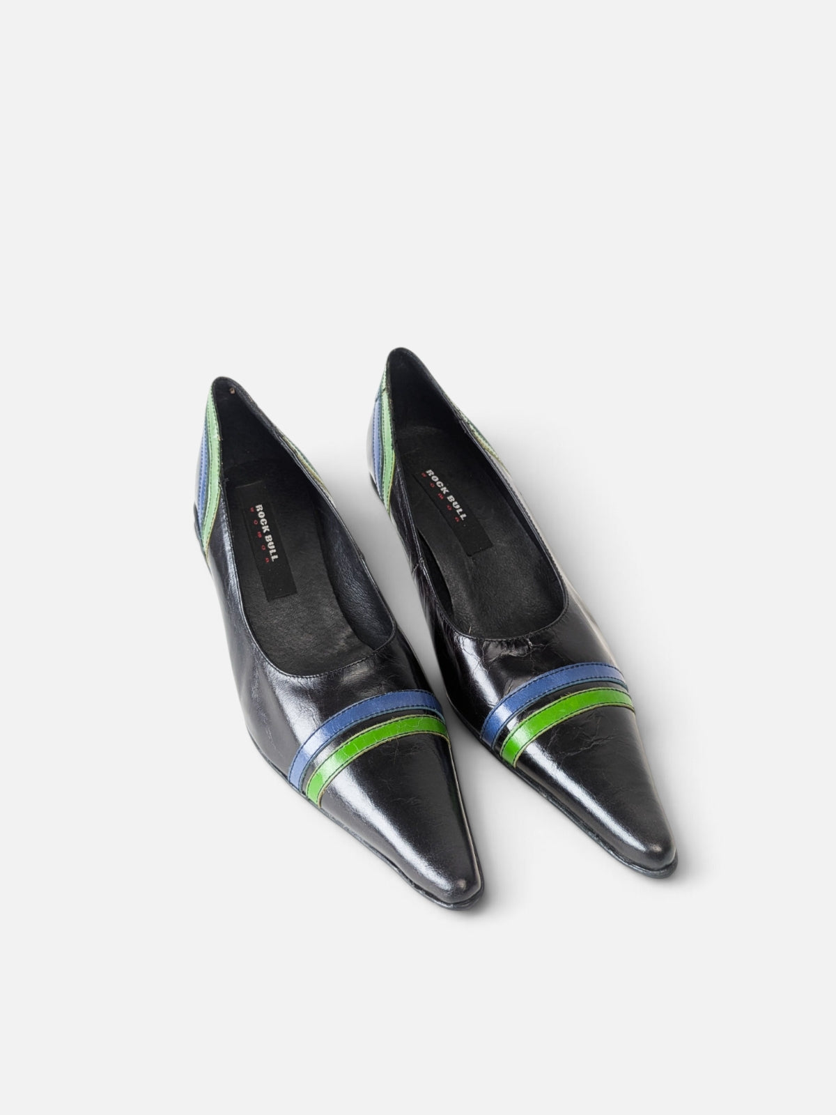 Avant-garde cyber pointed leather heels (2000s)