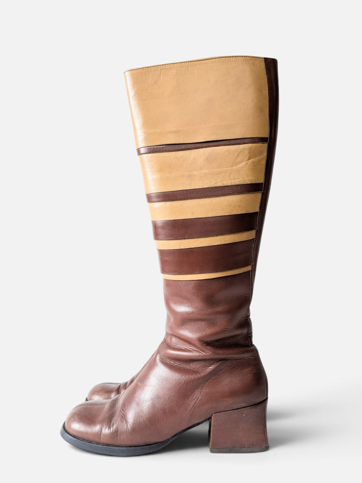 Striped colour-block boots (80s)