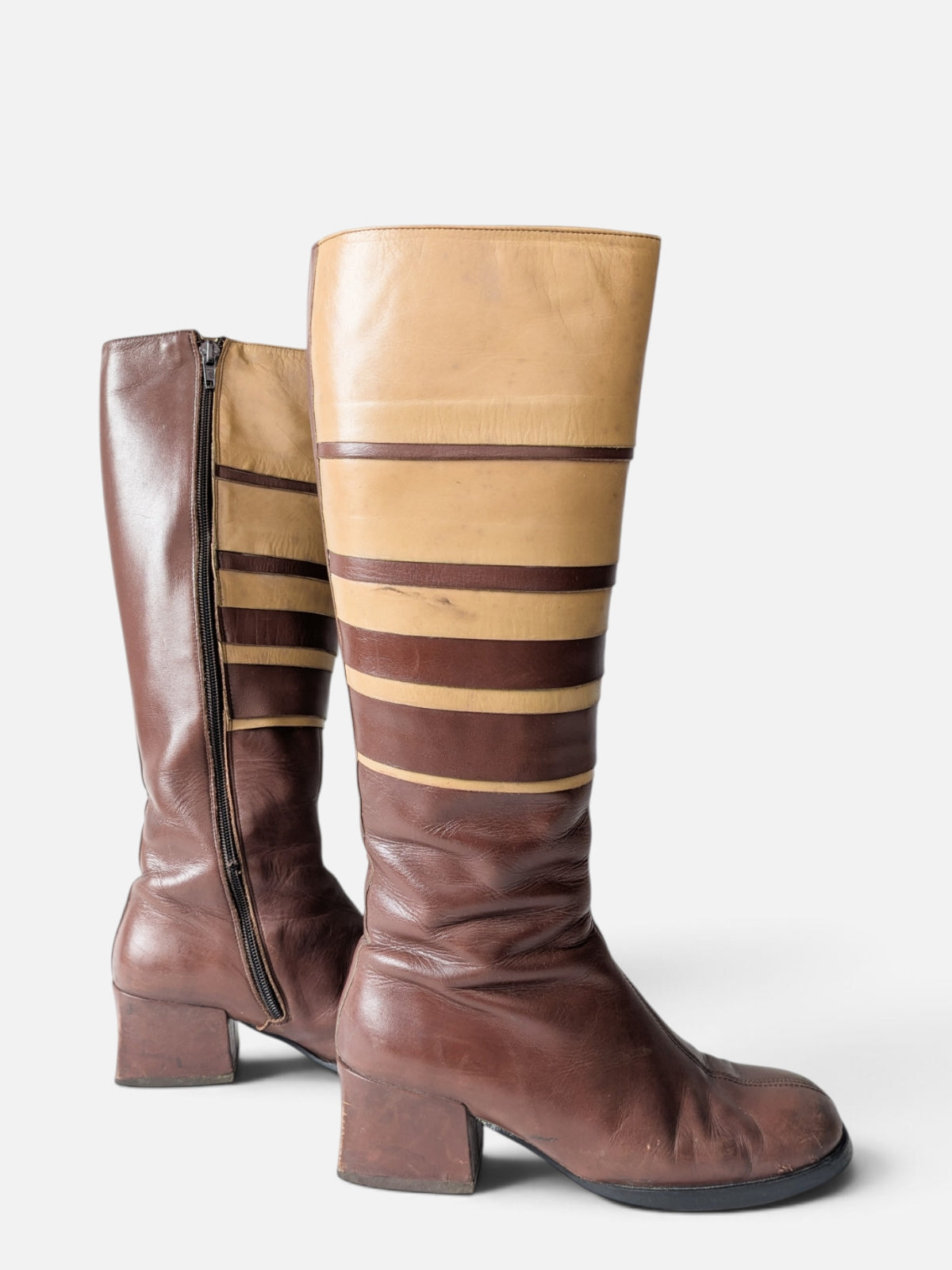 Striped colour-block boots (80s)