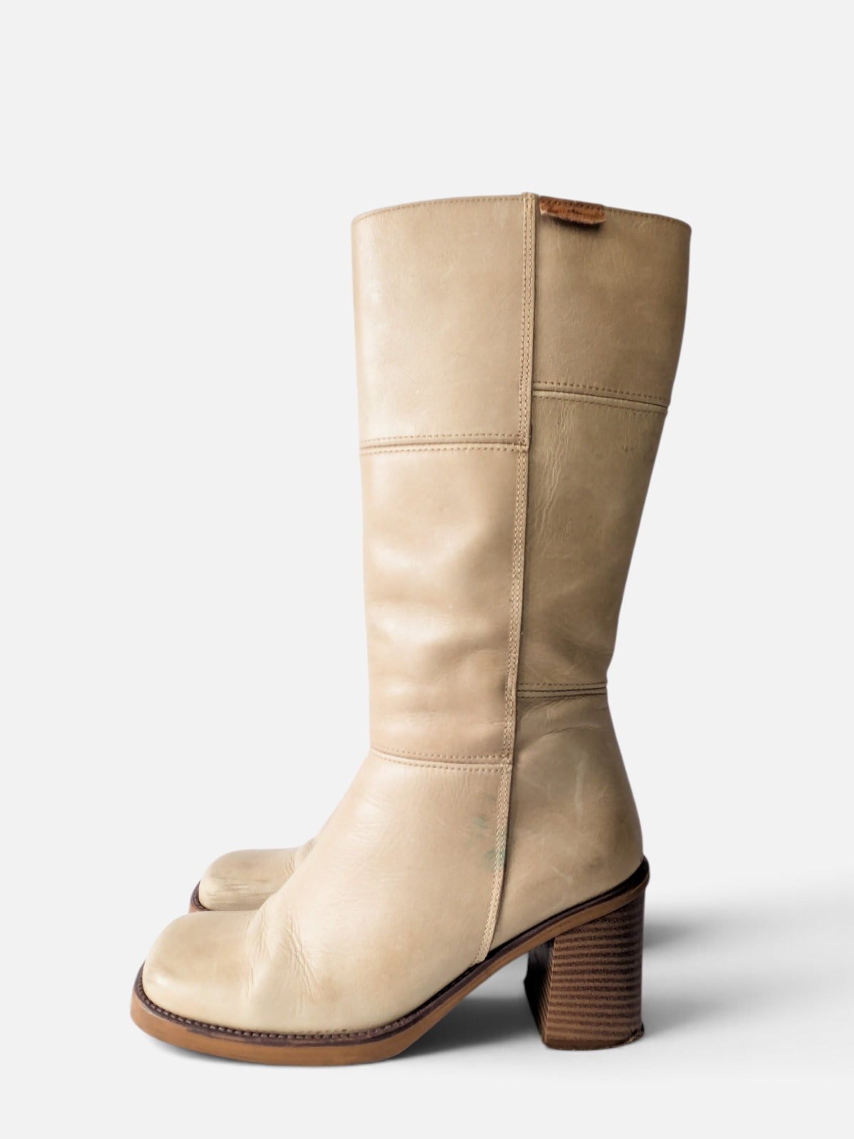 Mustang leather square toe boots (90s)
