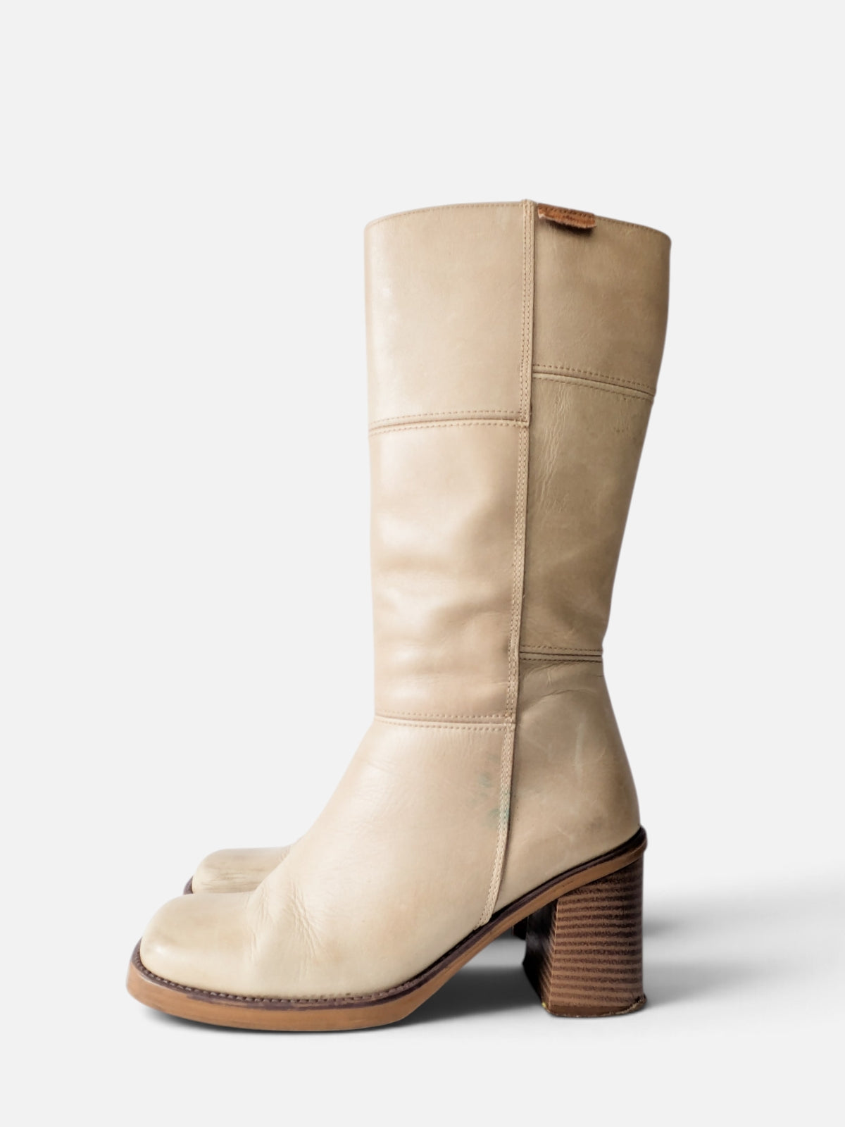 Mustang leather square toe boots (90s)