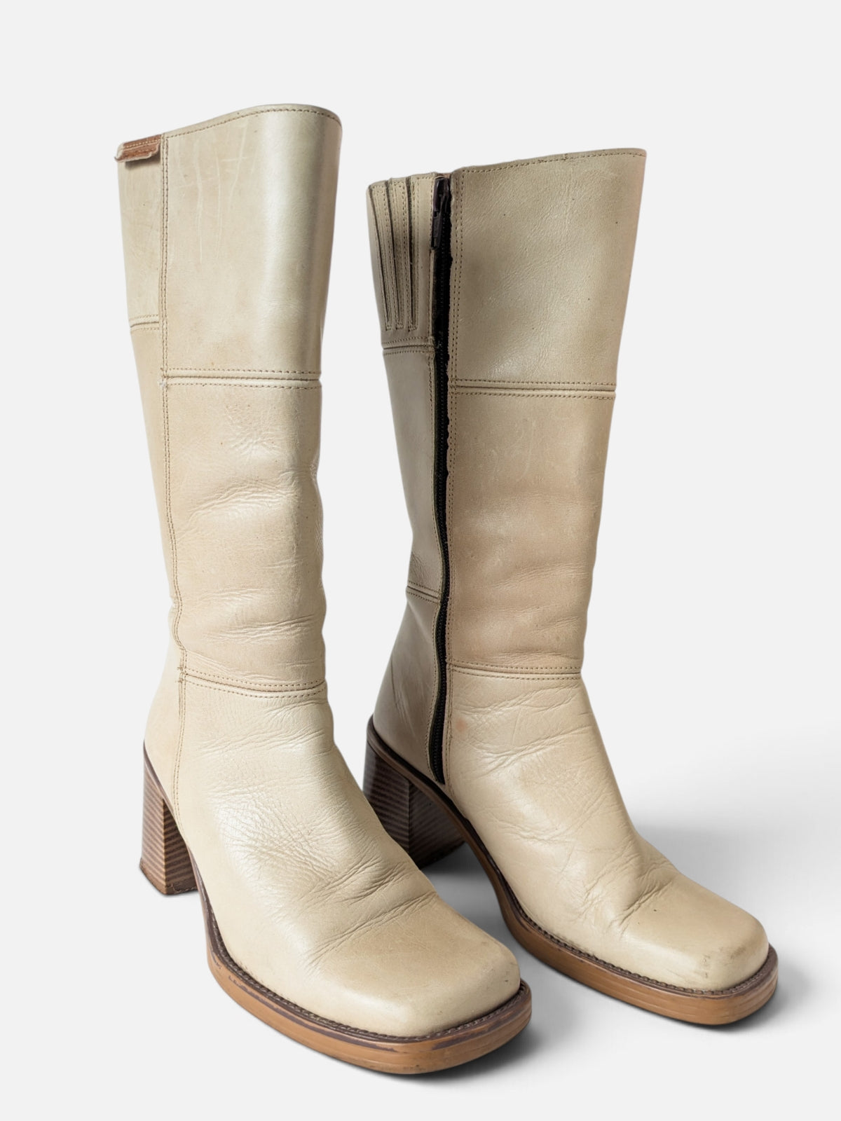 Mustang leather square toe boots (90s)