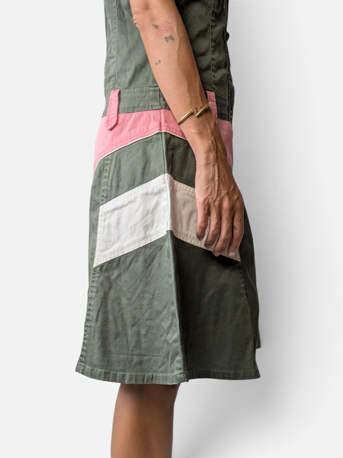 Colour-block military shirt dress (2000s)