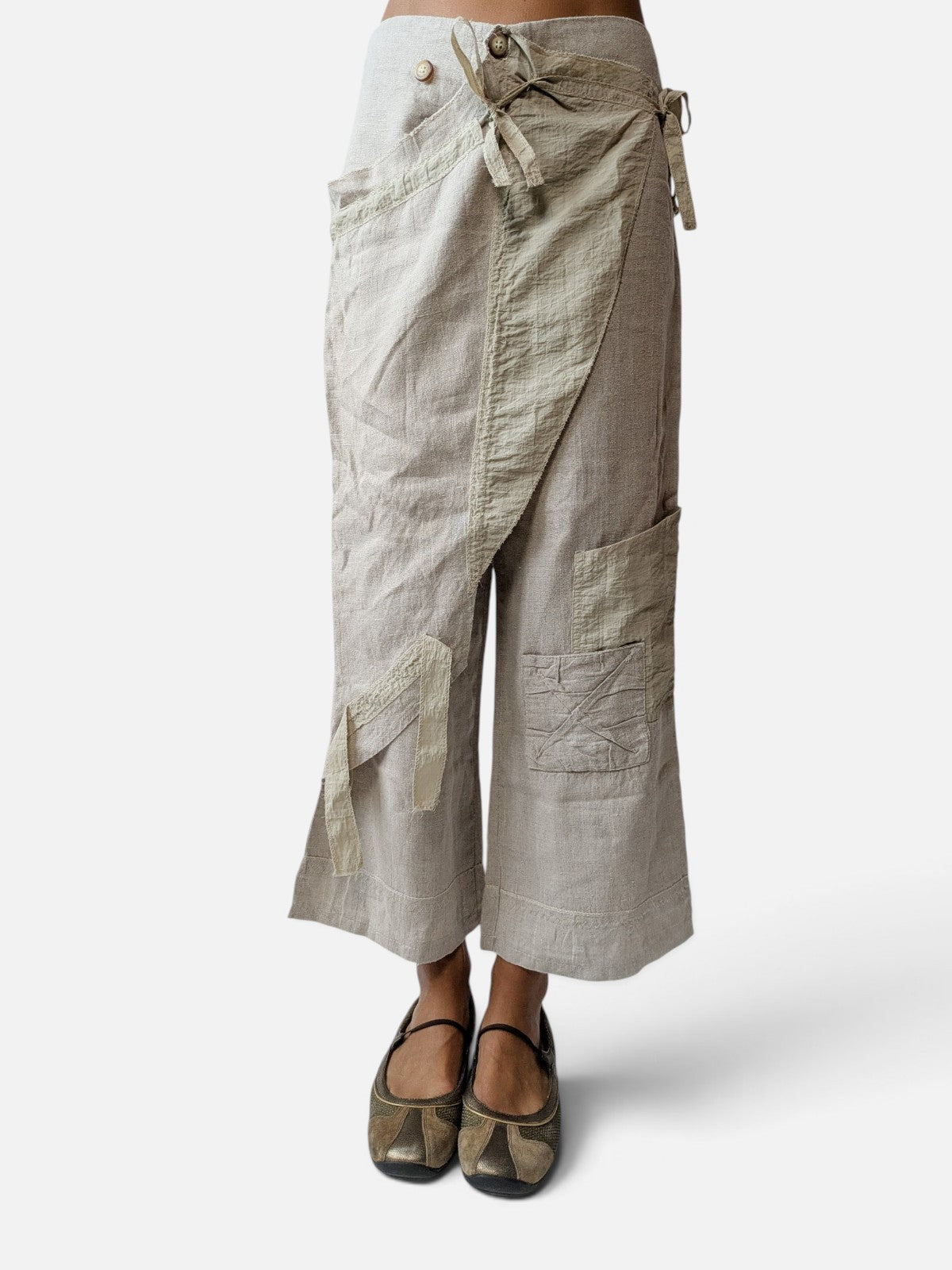 Wrap linen deconstructed pants (2000s)