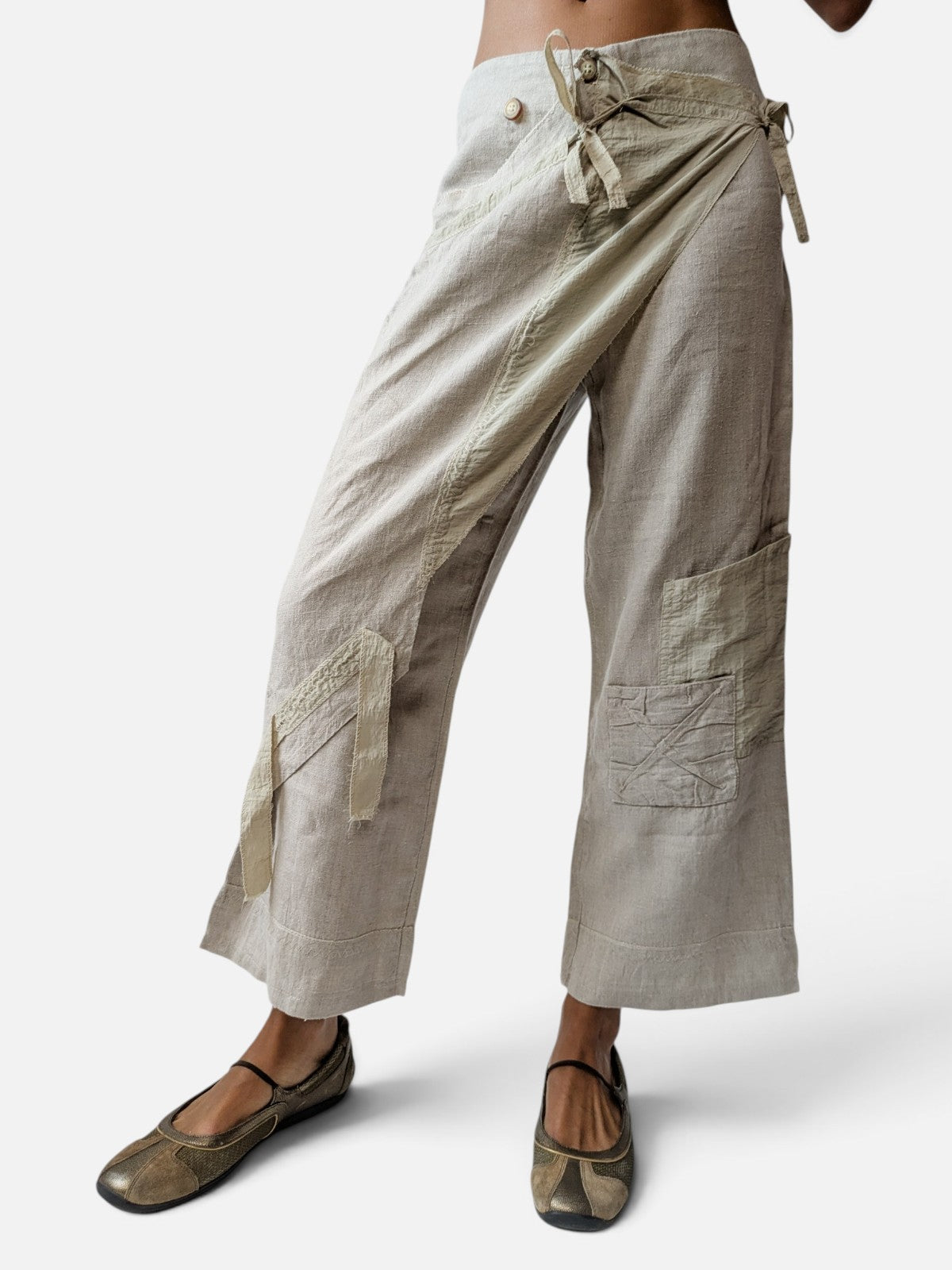 Wrap linen deconstructed pants (2000s)