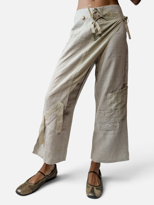 Wrap linen deconstructed pants (2000s)