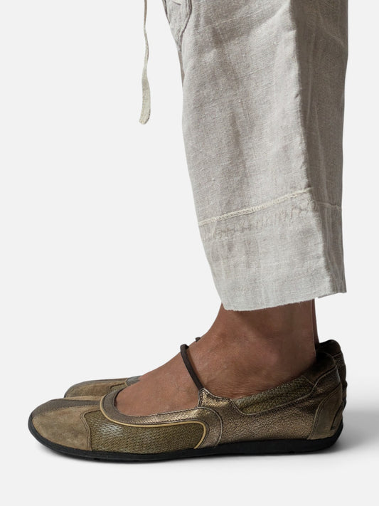 Prada metallic bronze slip-on ballerinas (1990s)