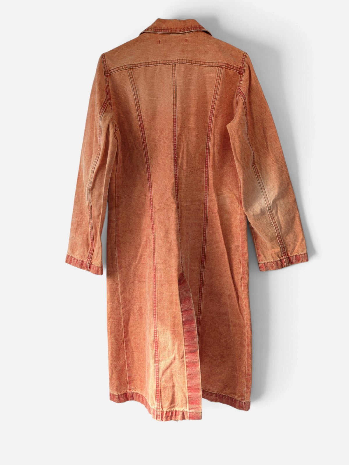 Faded orange denim longline coat (2000s)