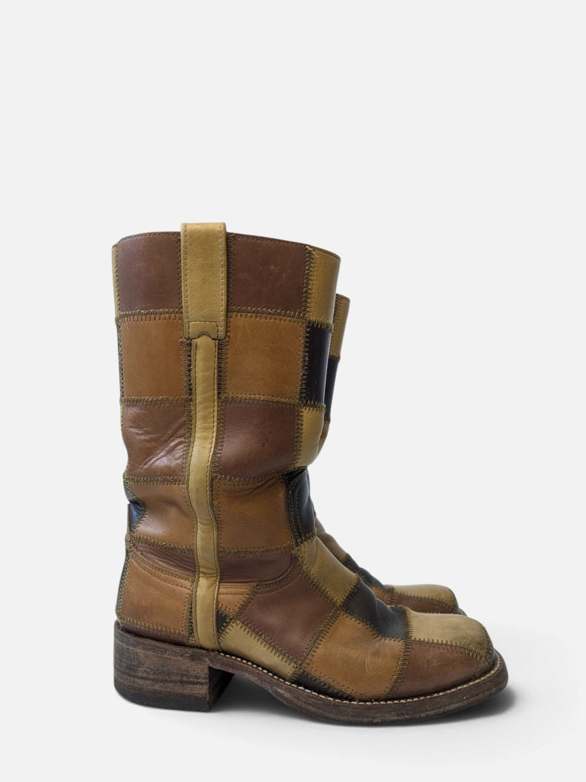 Checkered patchwork boots by Sendra for Dr. Adams (90s)