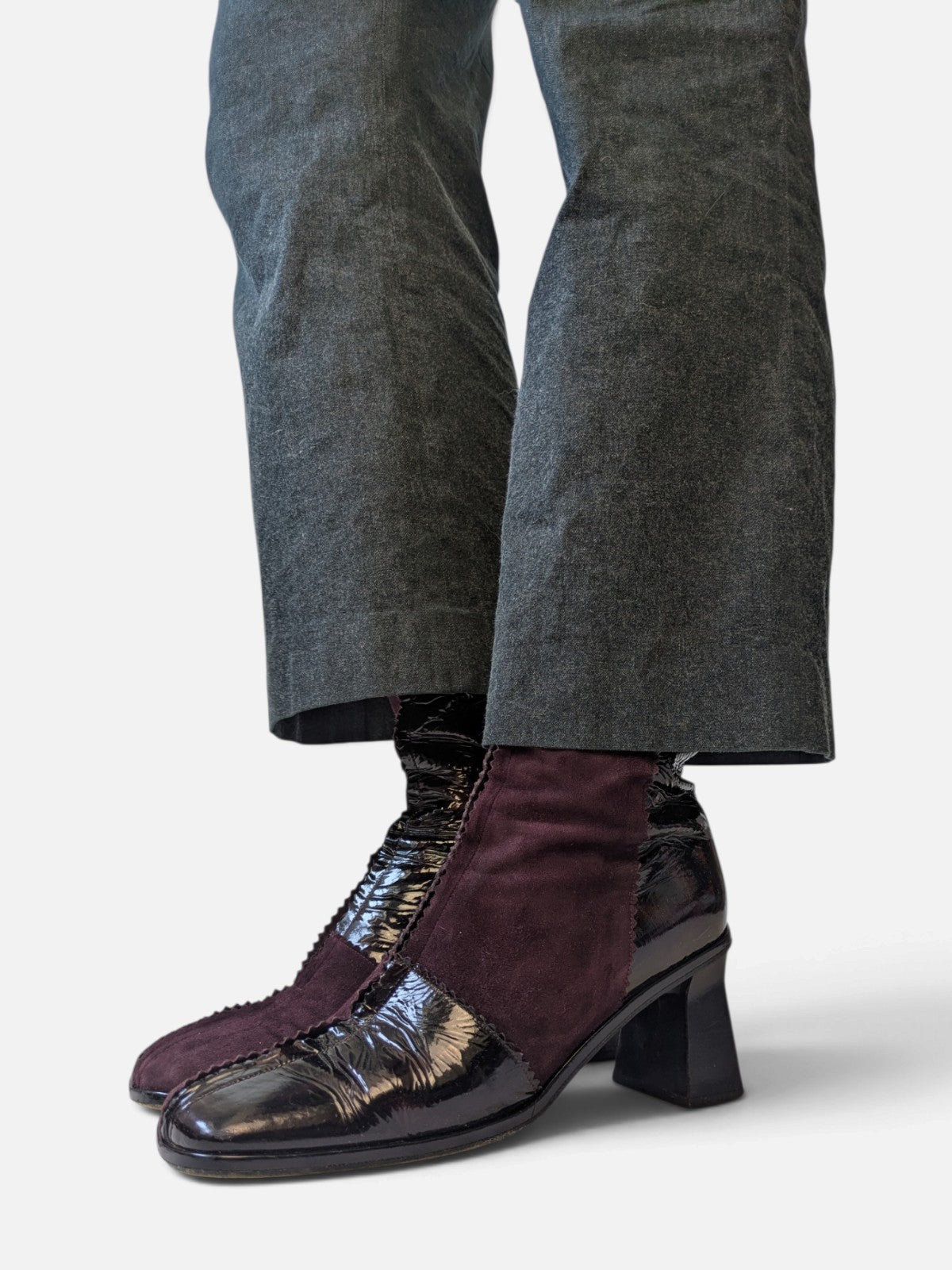 Patchwork suede and patent leather knee-high boots (2000s)