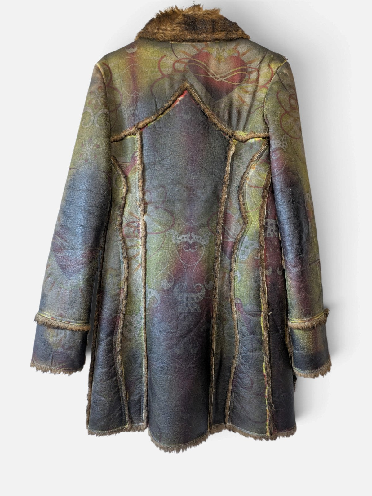 Custo Barcelona printed shearling coat (2000s)