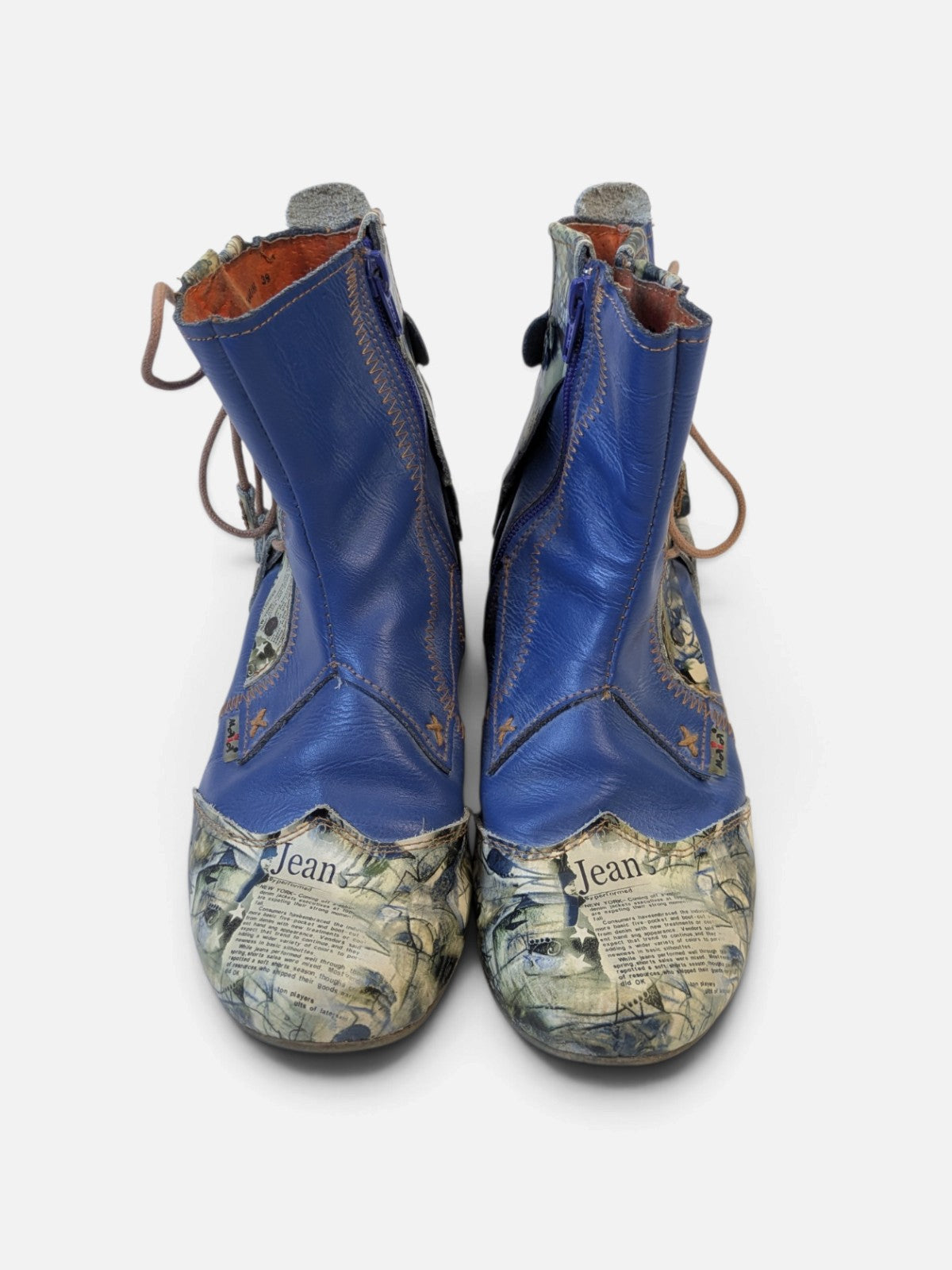 Patchwork newsprint ankle boots (2000s)