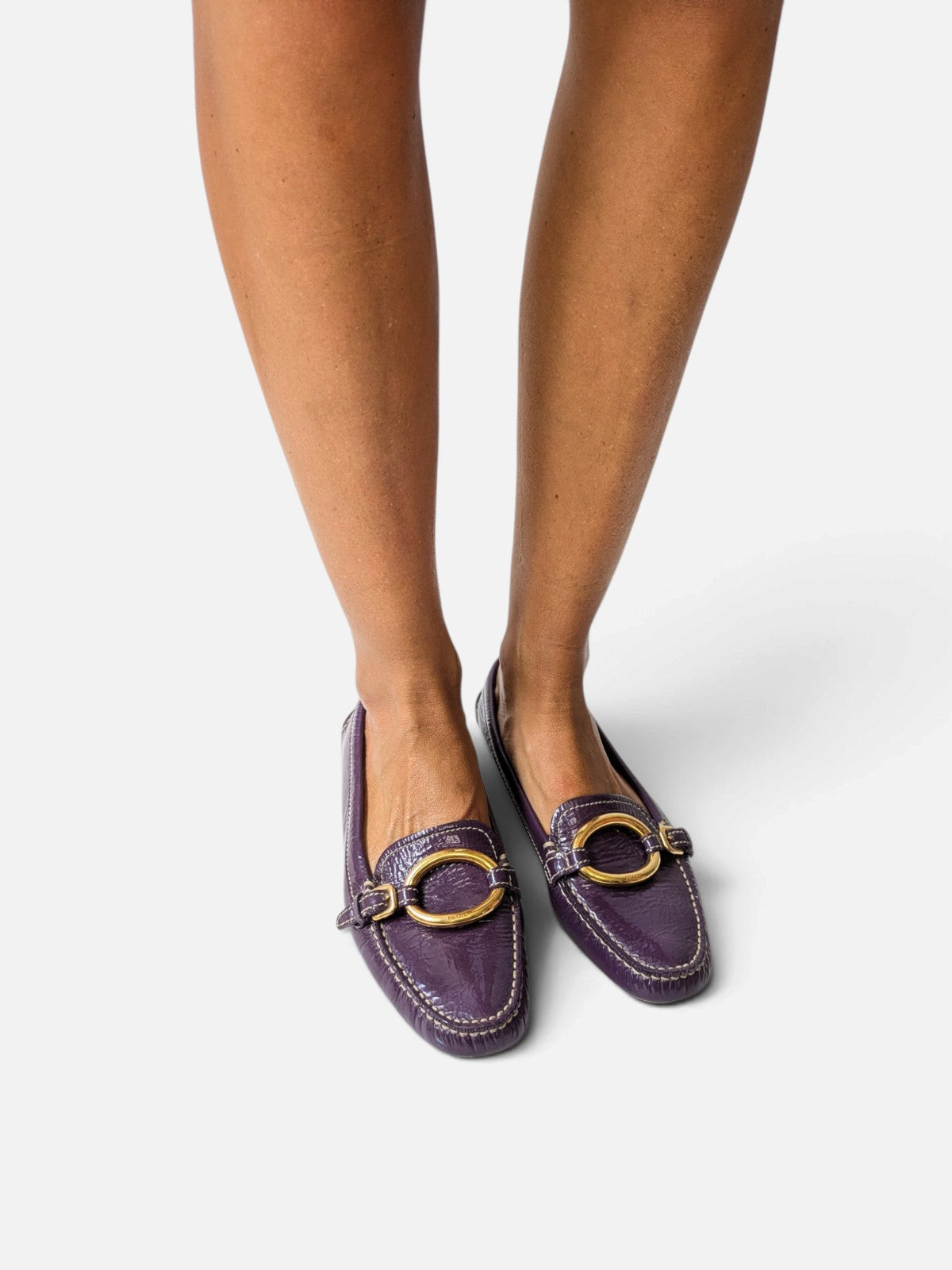Prada purple patent leather loafers (2000s)