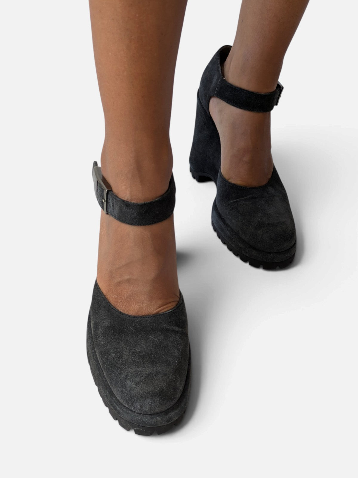 Miu Miu suede lug sole wedge Mary Janes (2000s)