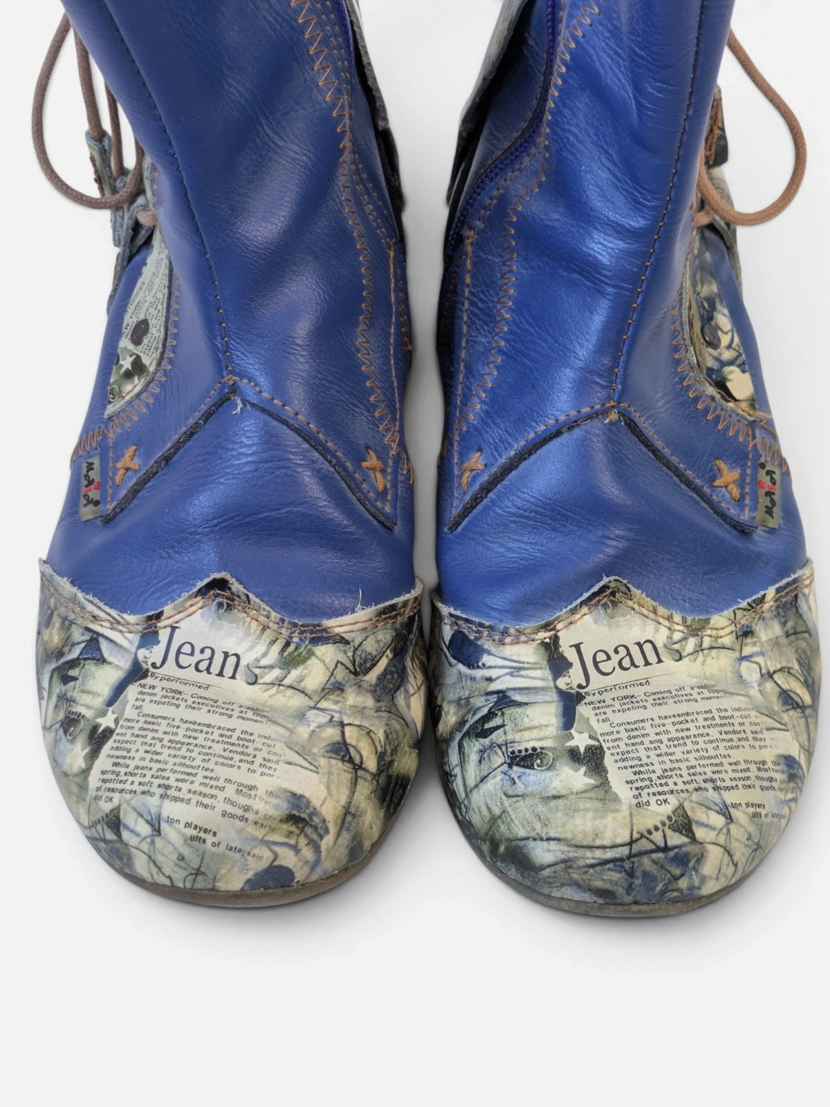 Patchwork newsprint ankle boots (2000s)