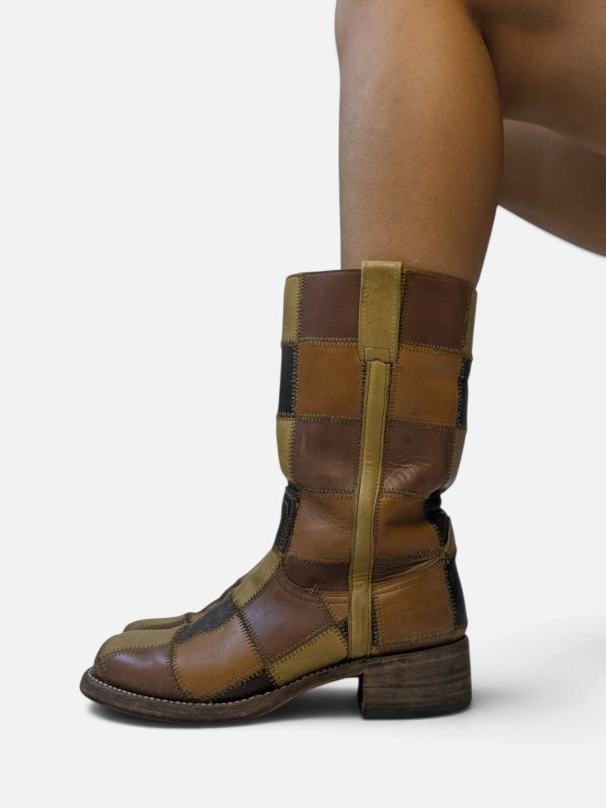 Checkered patchwork boots by Sendra for Dr. Adams (90s)