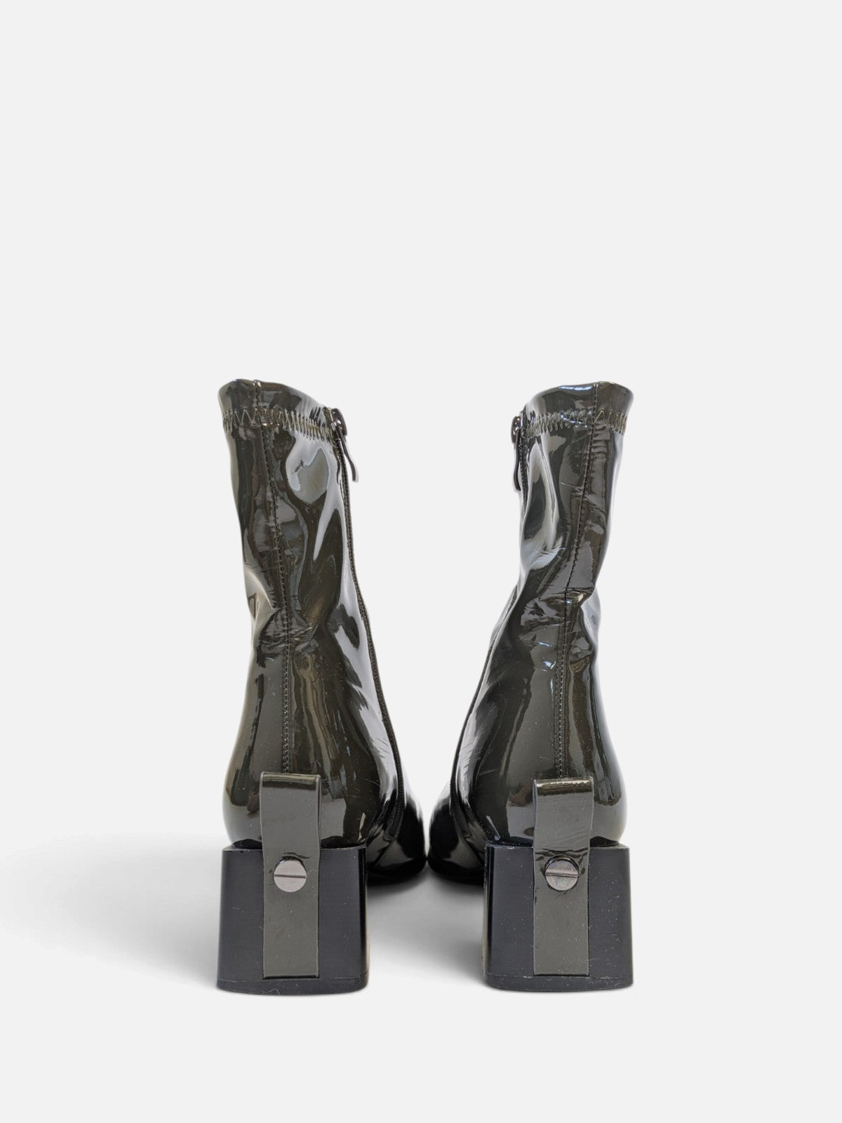 Glossy block heel ankle boots (2000s)