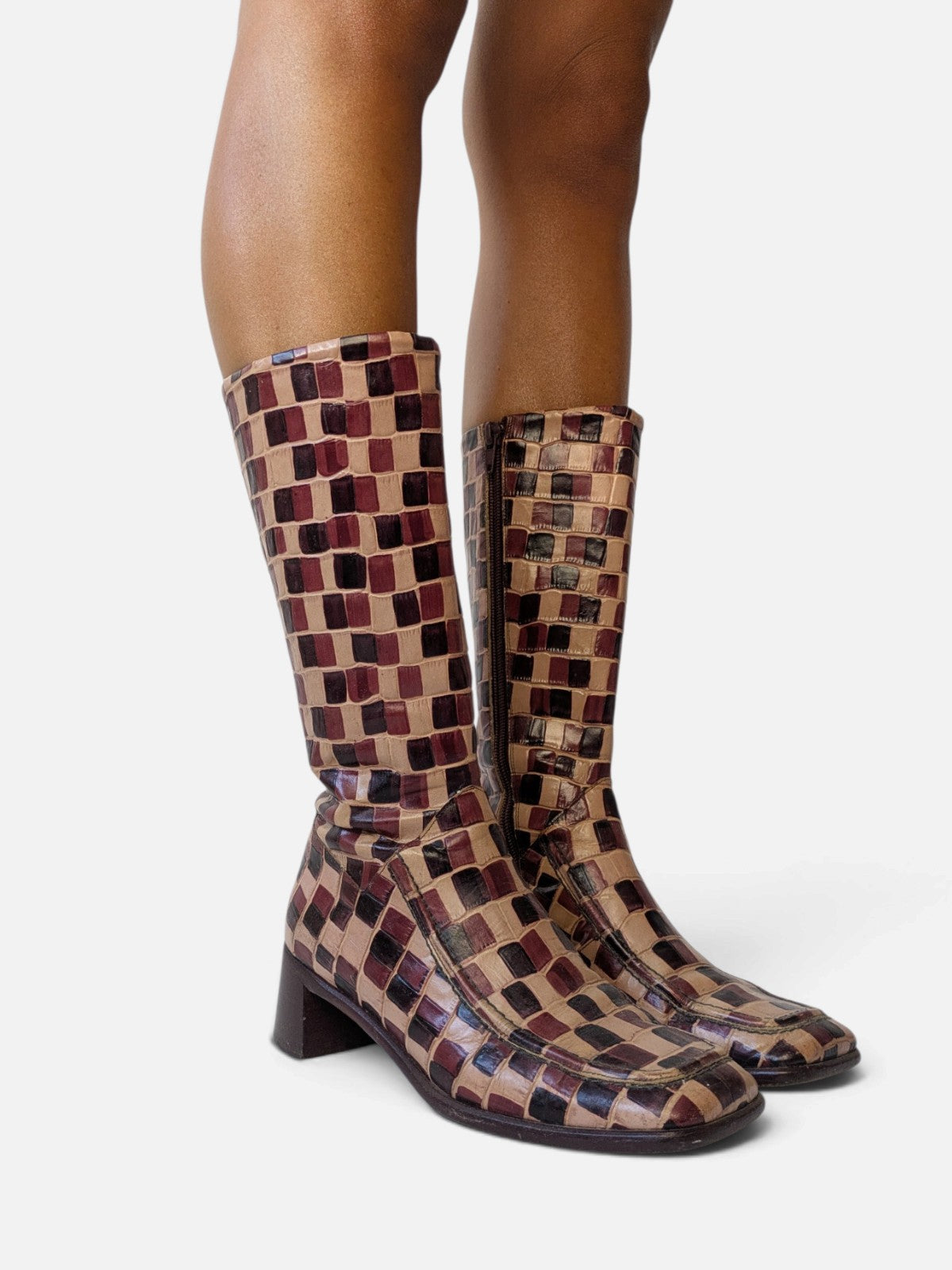 Anna Sui checkered leather boots (90s)