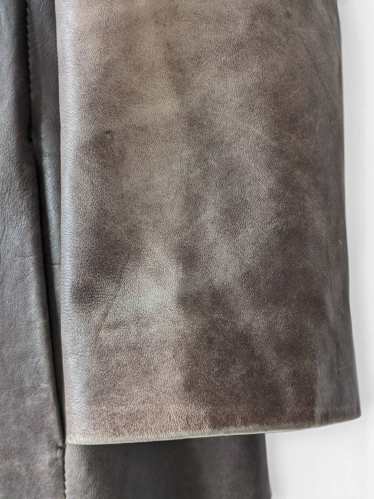 Distressed leather longline coat (90s)