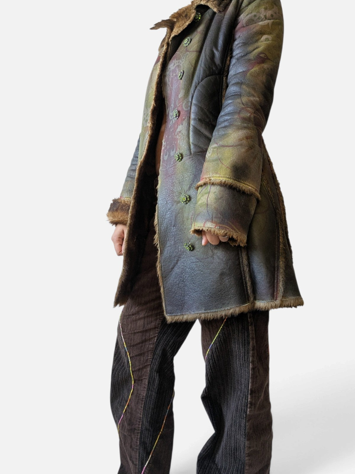 Custo Barcelona printed shearling coat (2000s)