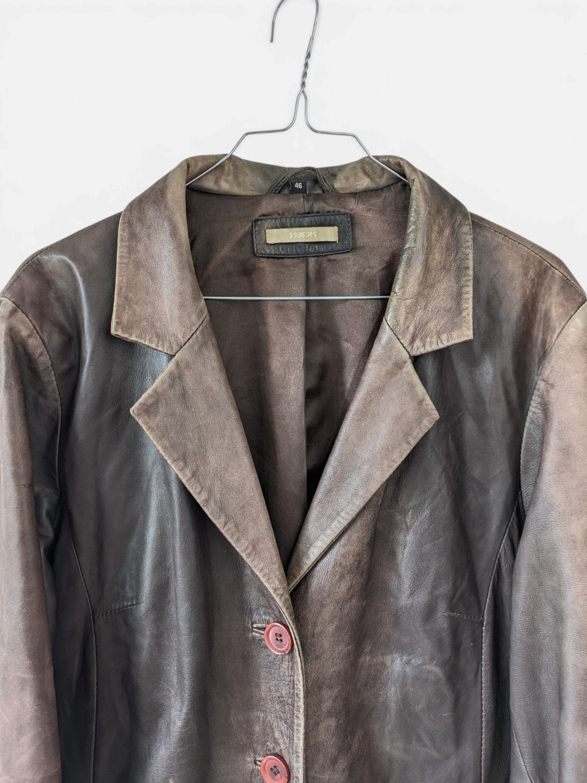 Distressed leather longline coat (90s)