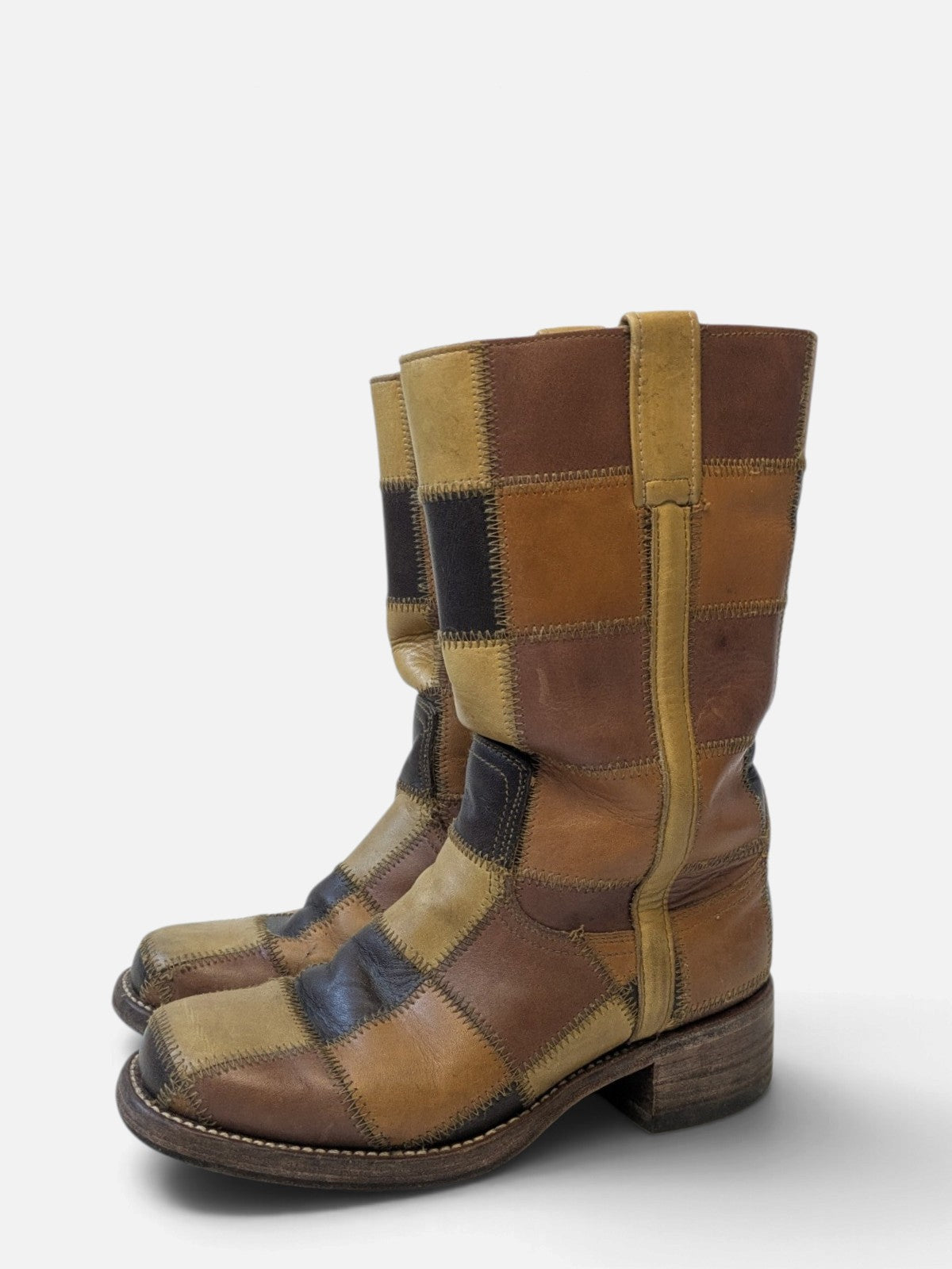 Checkered patchwork boots by Sendra for Dr. Adams (90s)