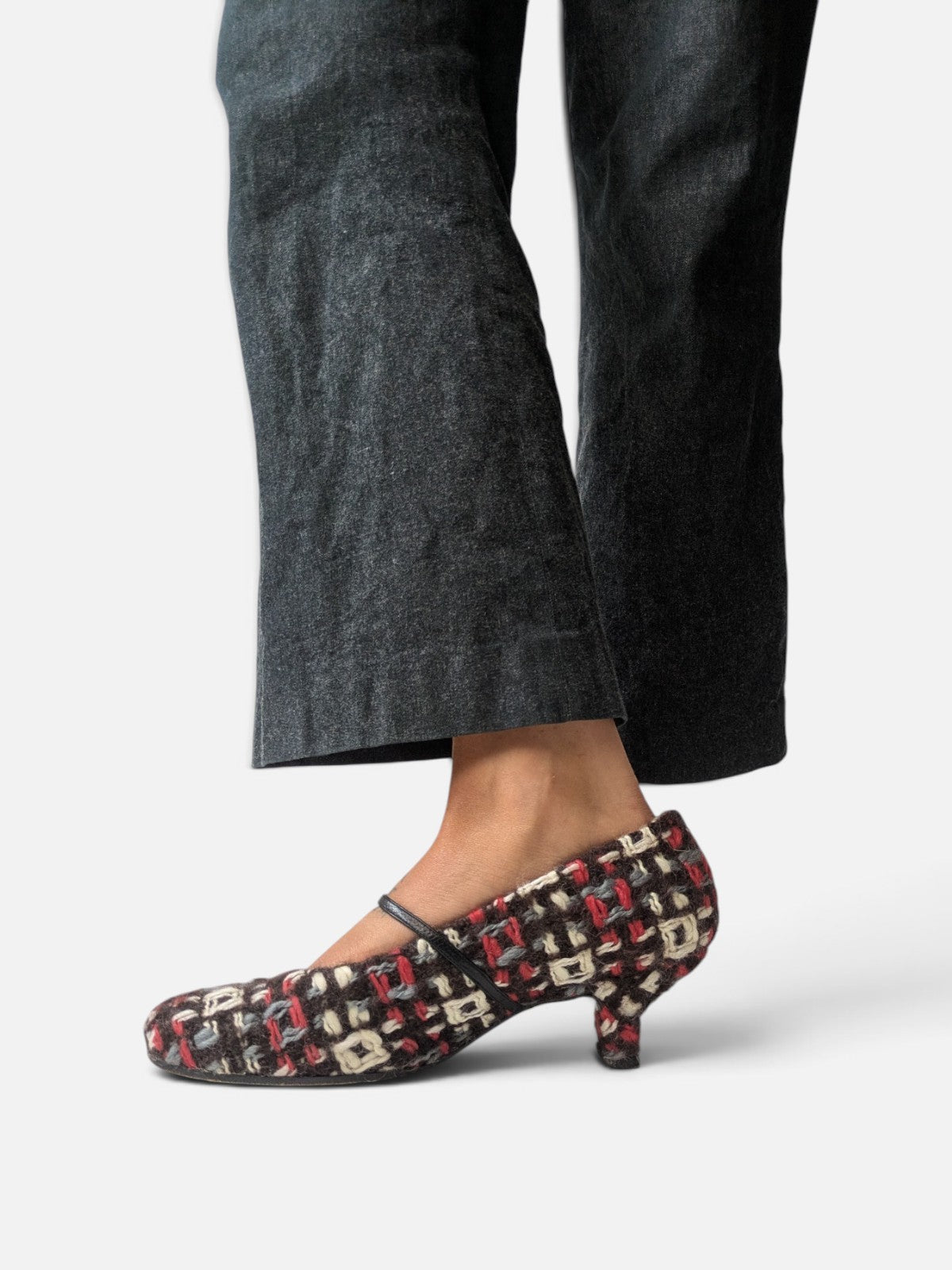 Muxart patterned heeled mary jane (90s)