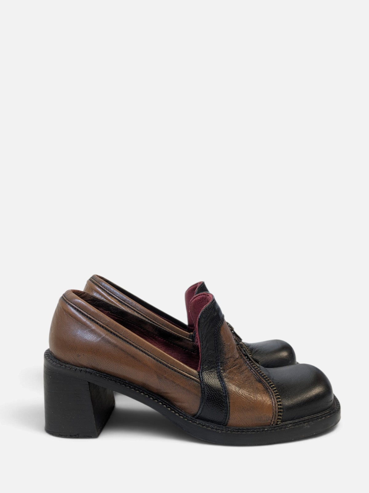 Spiral patchwork heel loafers (90s)