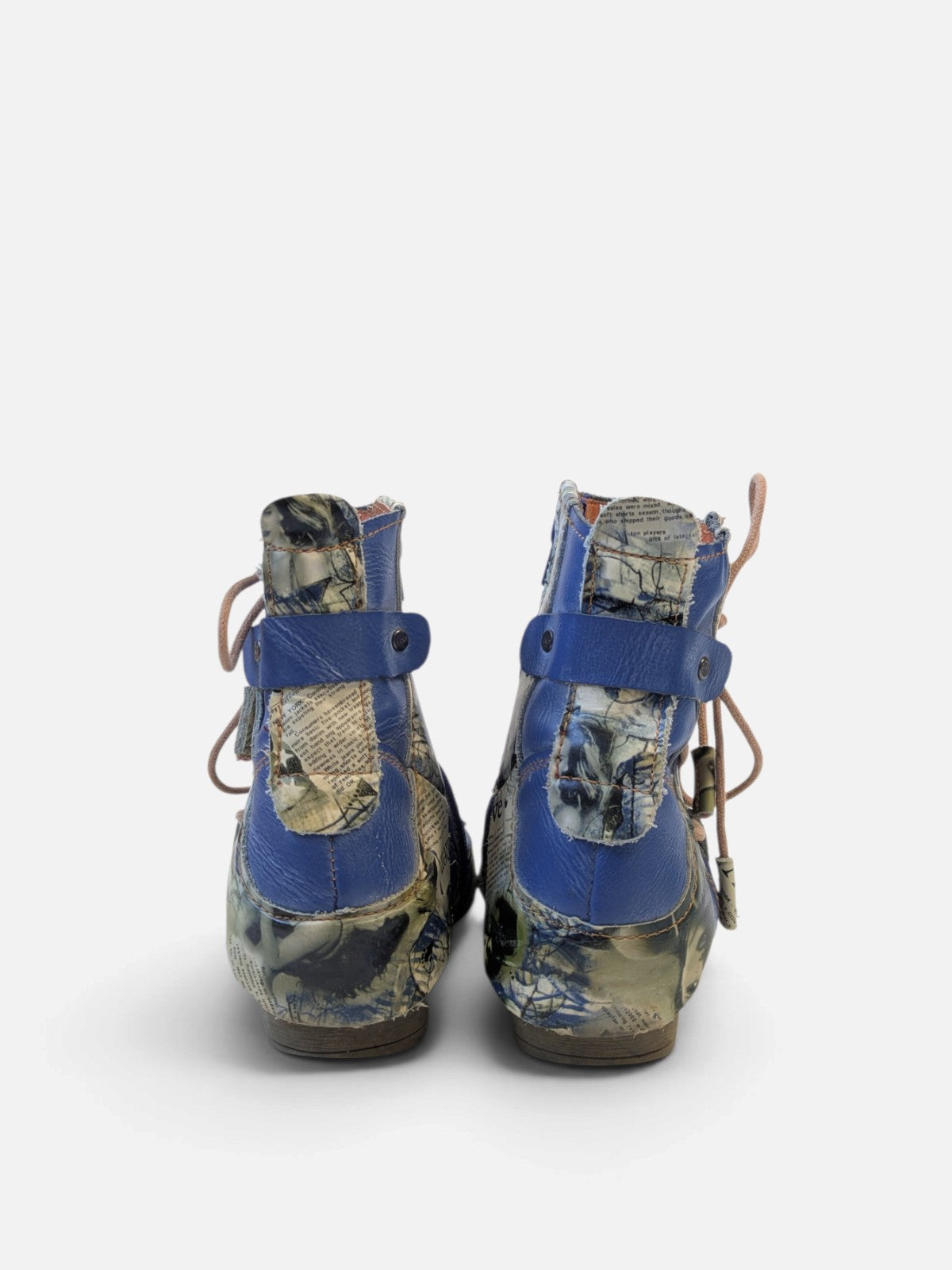 Patchwork newsprint ankle boots (2000s)