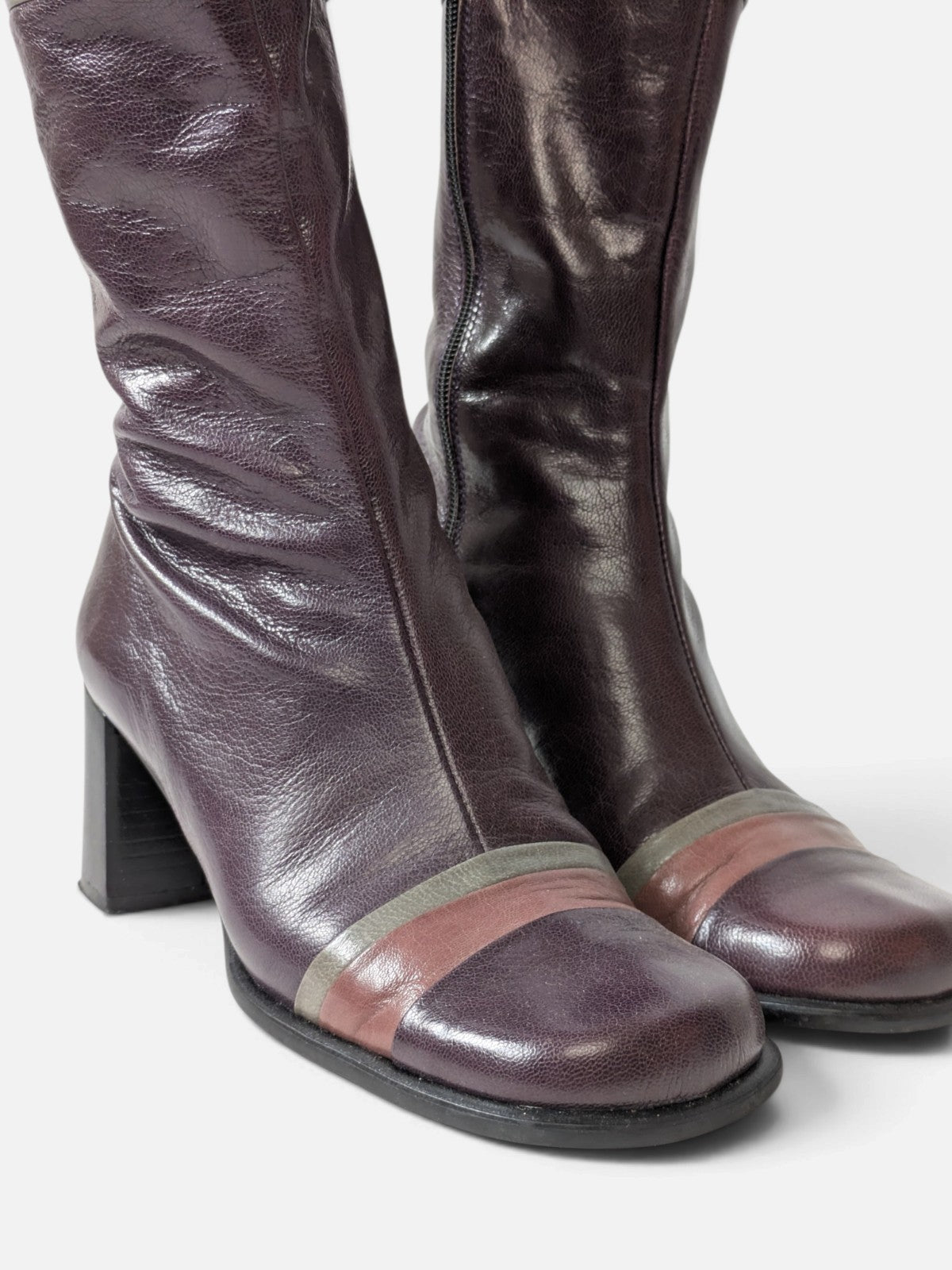 Vintage plum leather boots (90s)