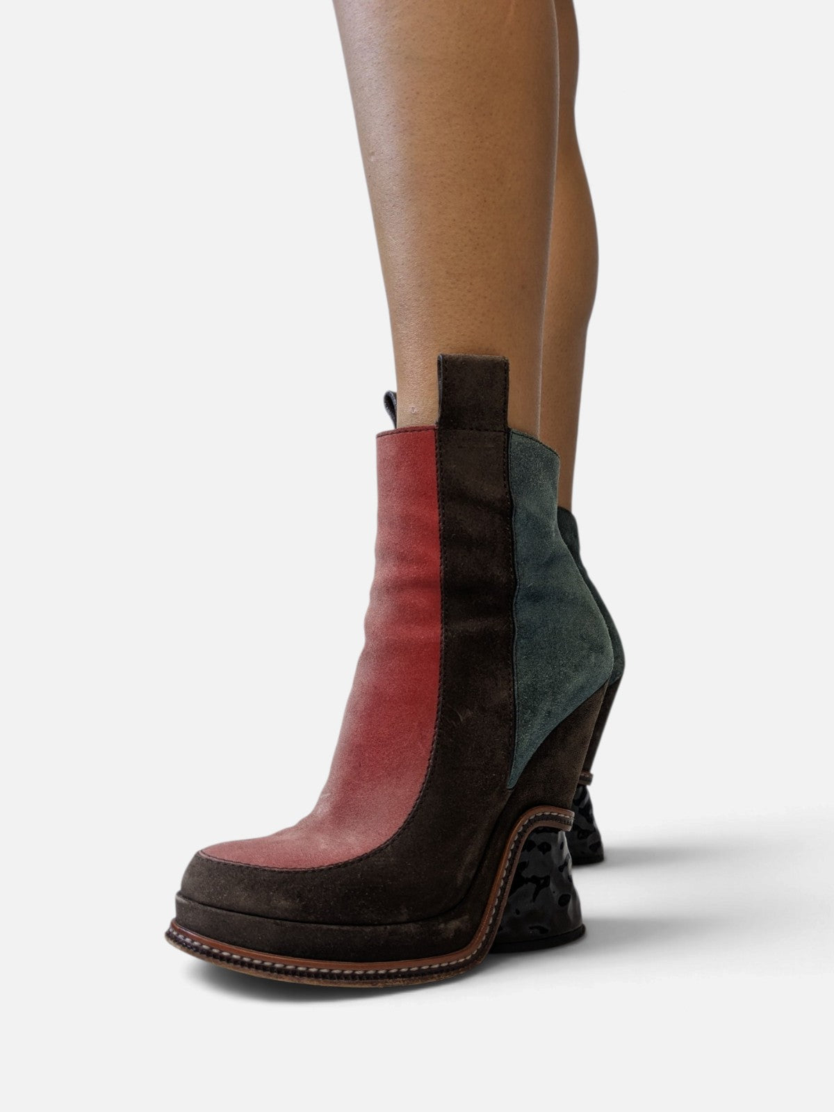 Fendi suede sculptural wedge boots (FW 2015)