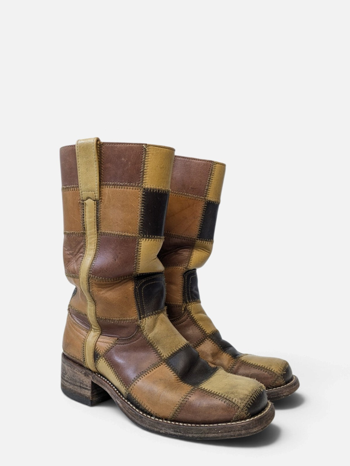 Checkered patchwork boots by Sendra for Dr. Adams (90s)