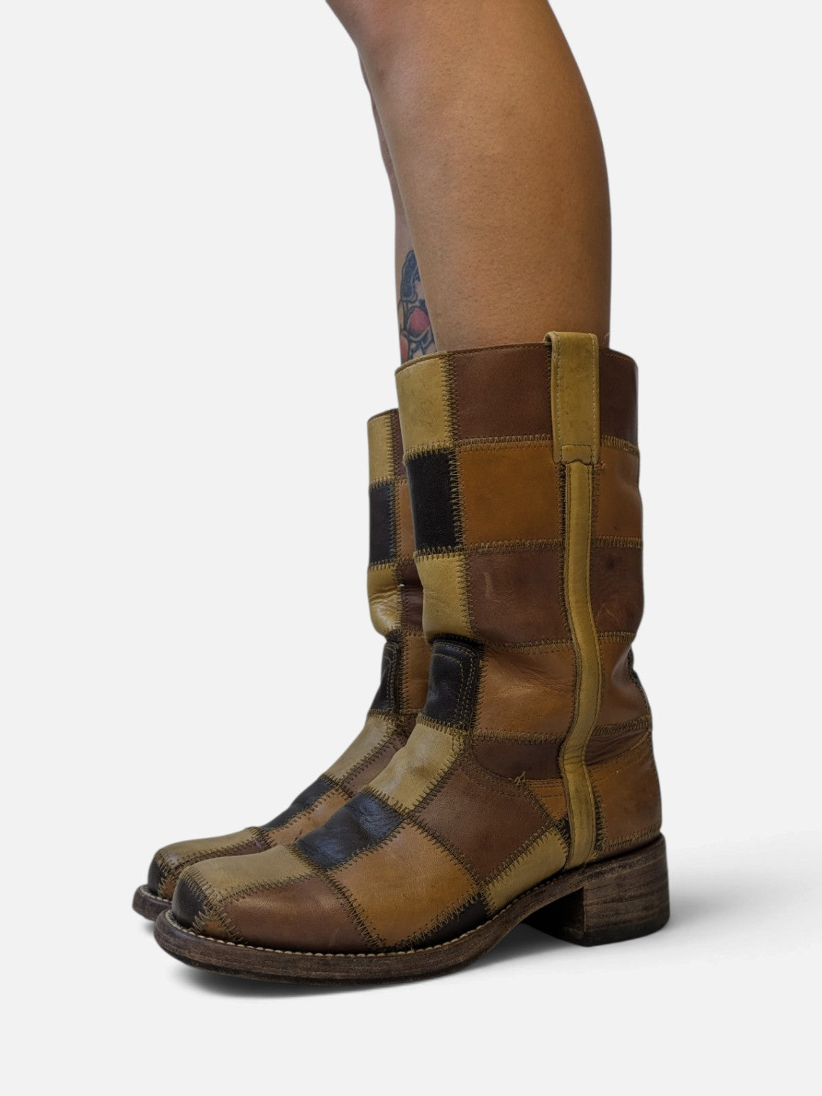 Checkered patchwork boots by Sendra for Dr. Adams (90s)