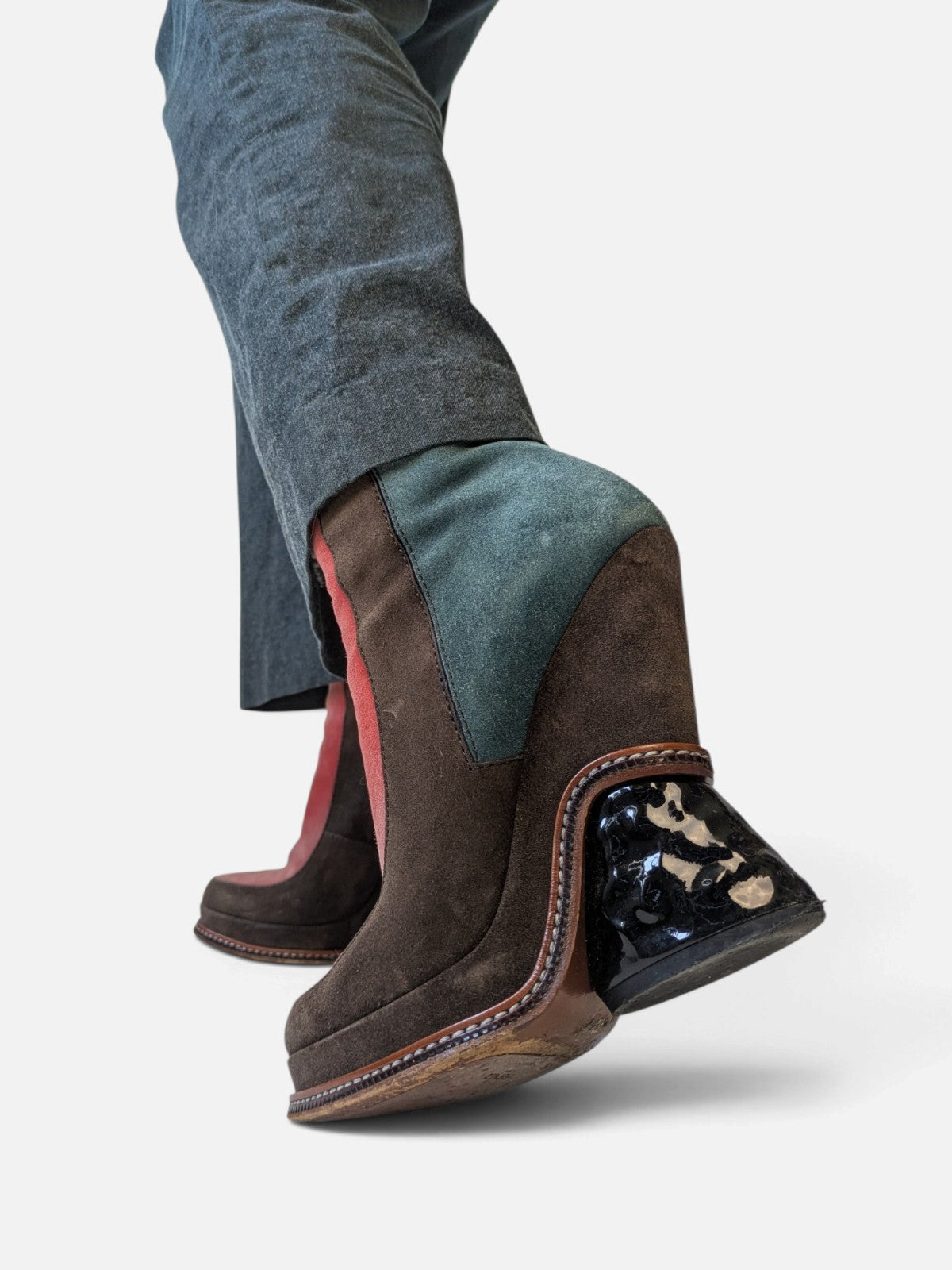 Fendi suede sculptural wedge boots (FW 2015)