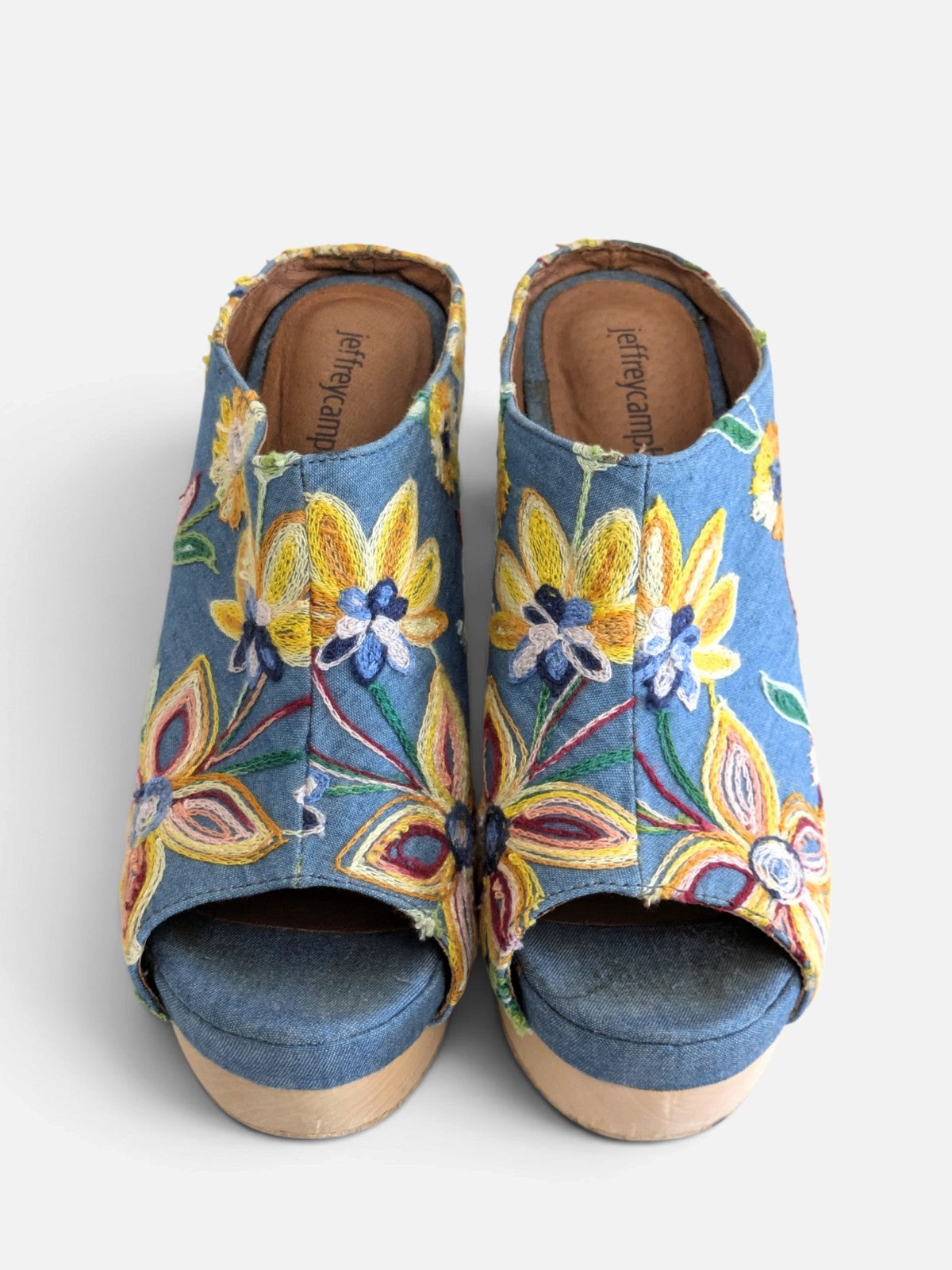 Jeffrey Campbell embroidered wedge clogs (90s)