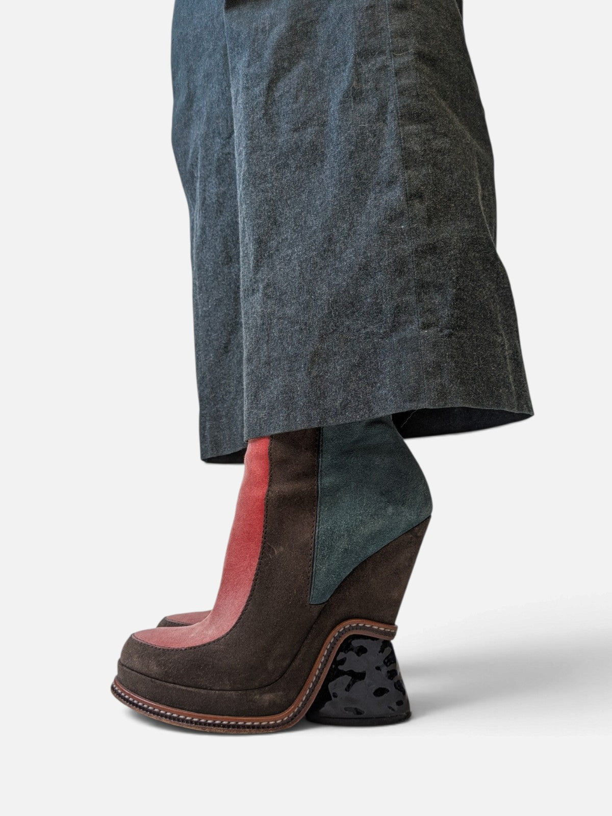 Fendi suede sculptural wedge boots (FW 2015)