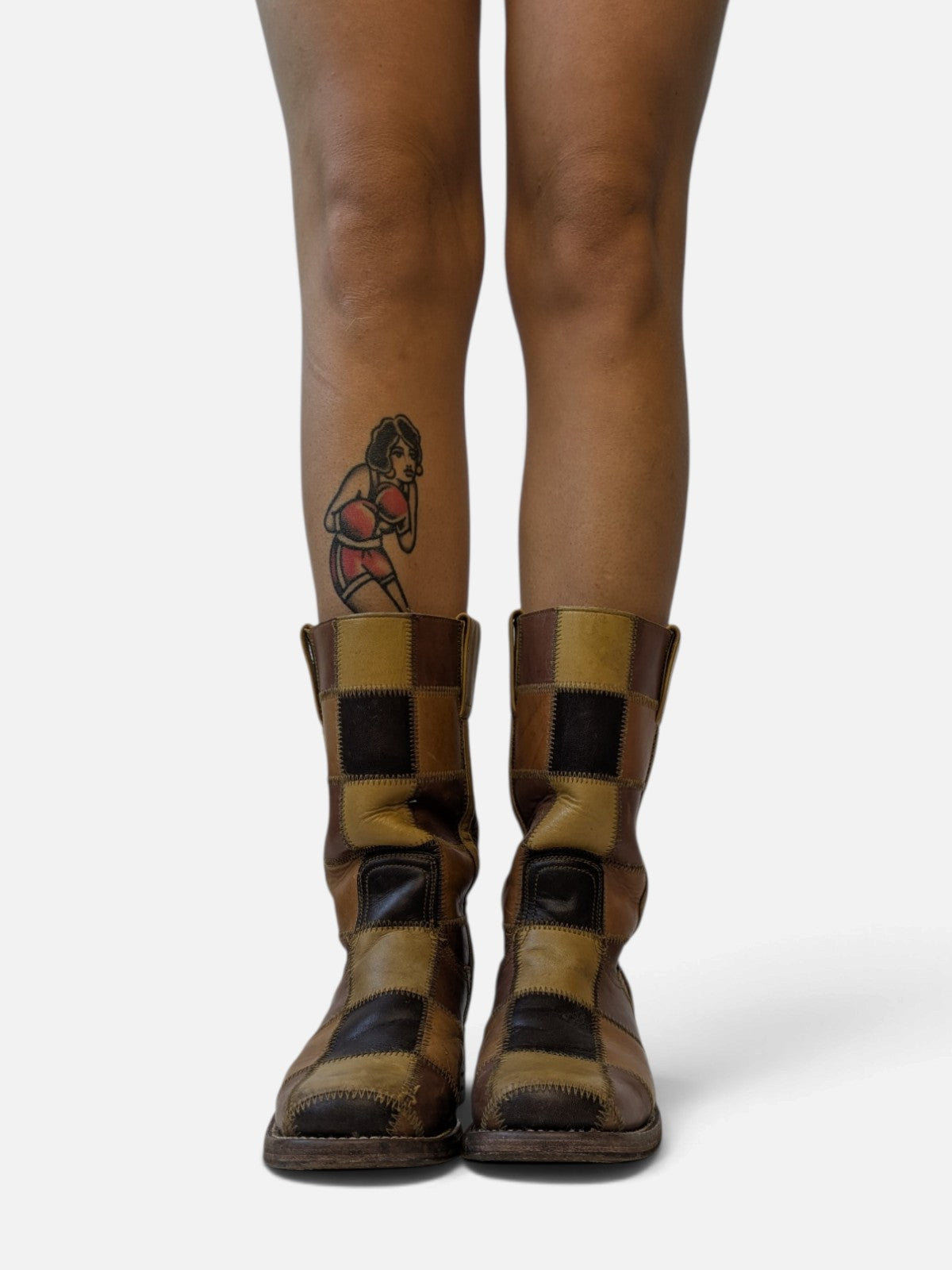 Checkered patchwork boots by Sendra for Dr. Adams (90s)
